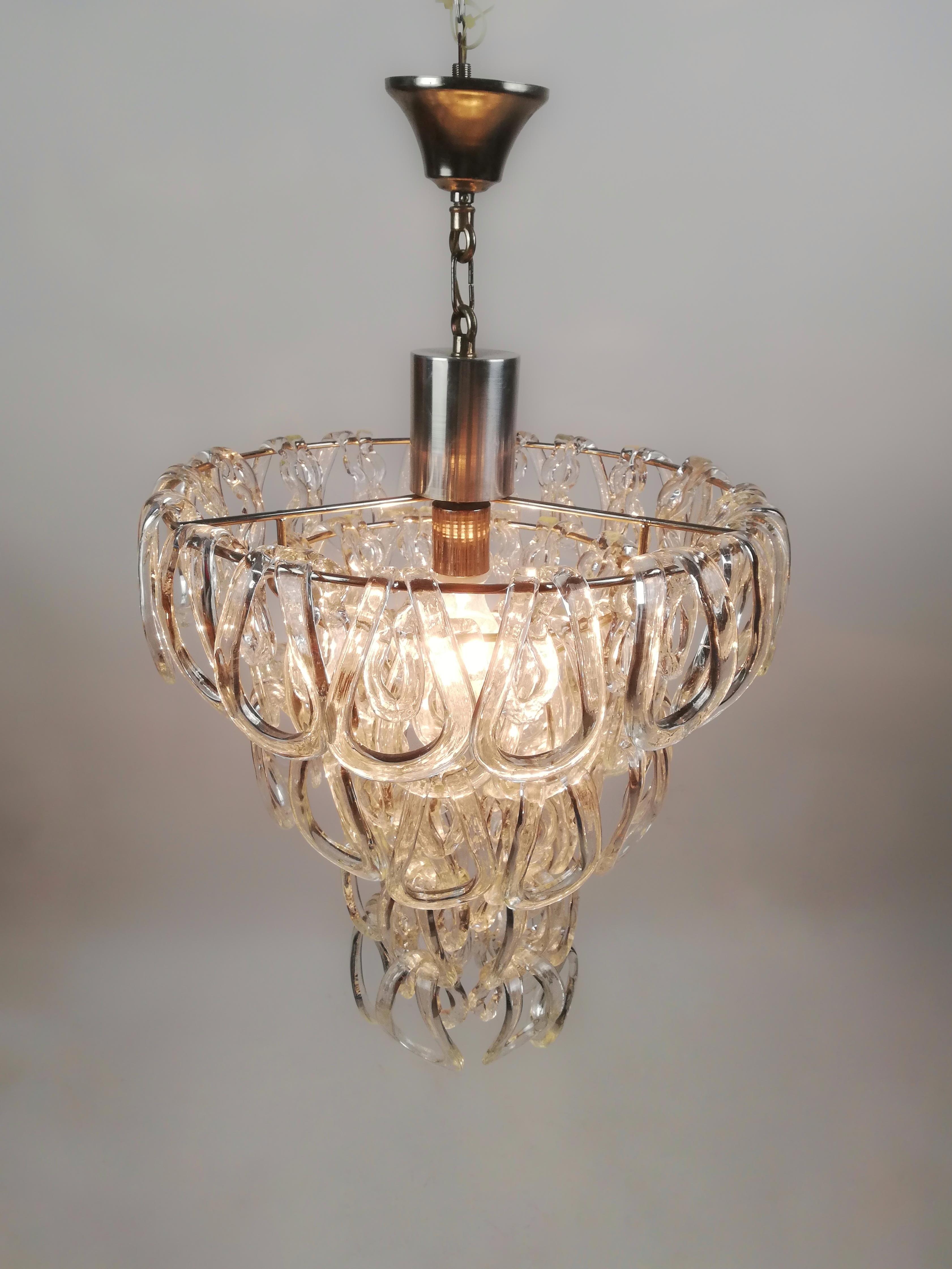 Giogali Crystal Ceiling Lamp Designed by Angelo Mangiarotti for Vistosi For Sale 6