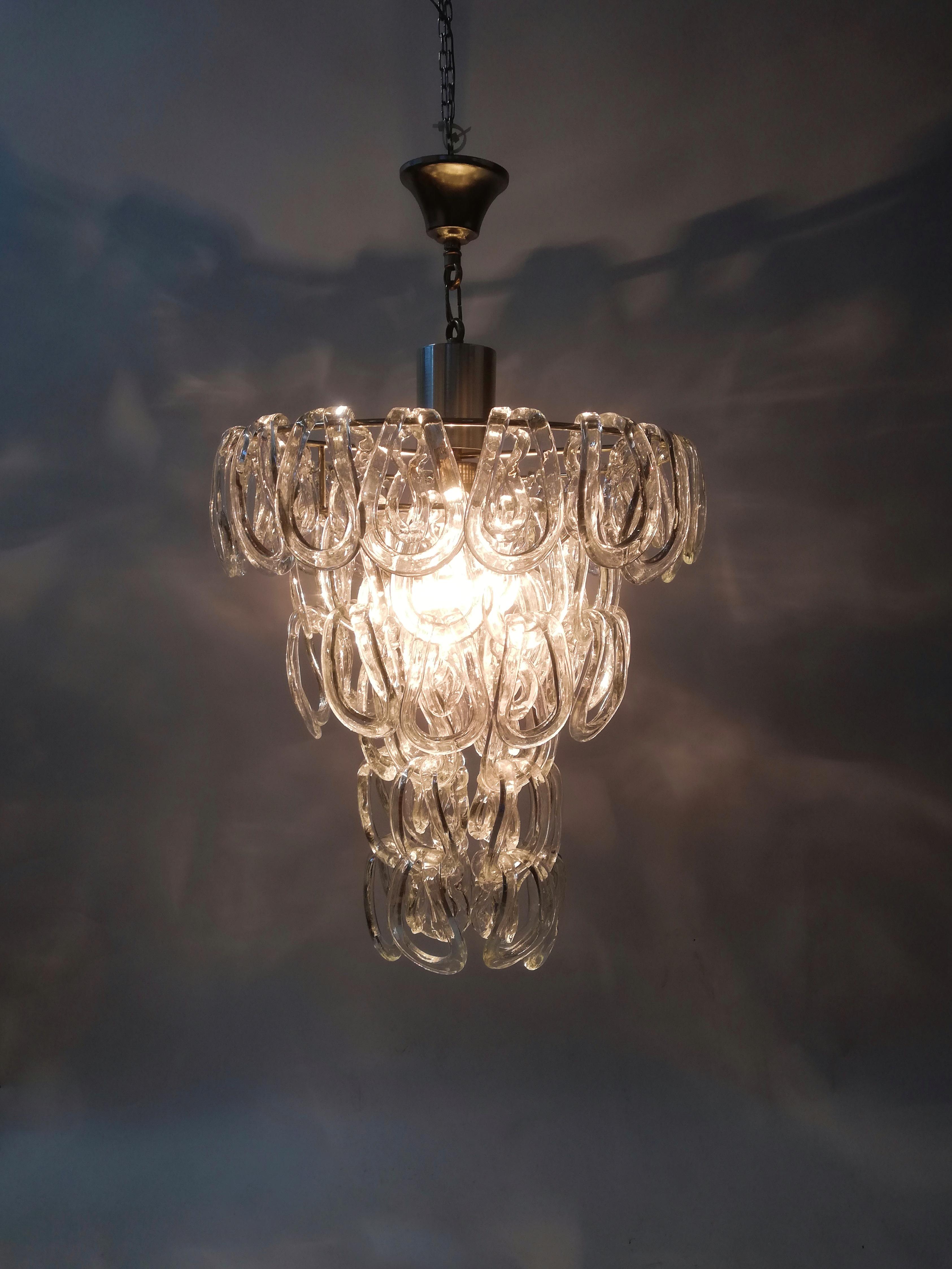 Giogali Crystal Ceiling Lamp Designed by Angelo Mangiarotti for Vistosi For Sale 7