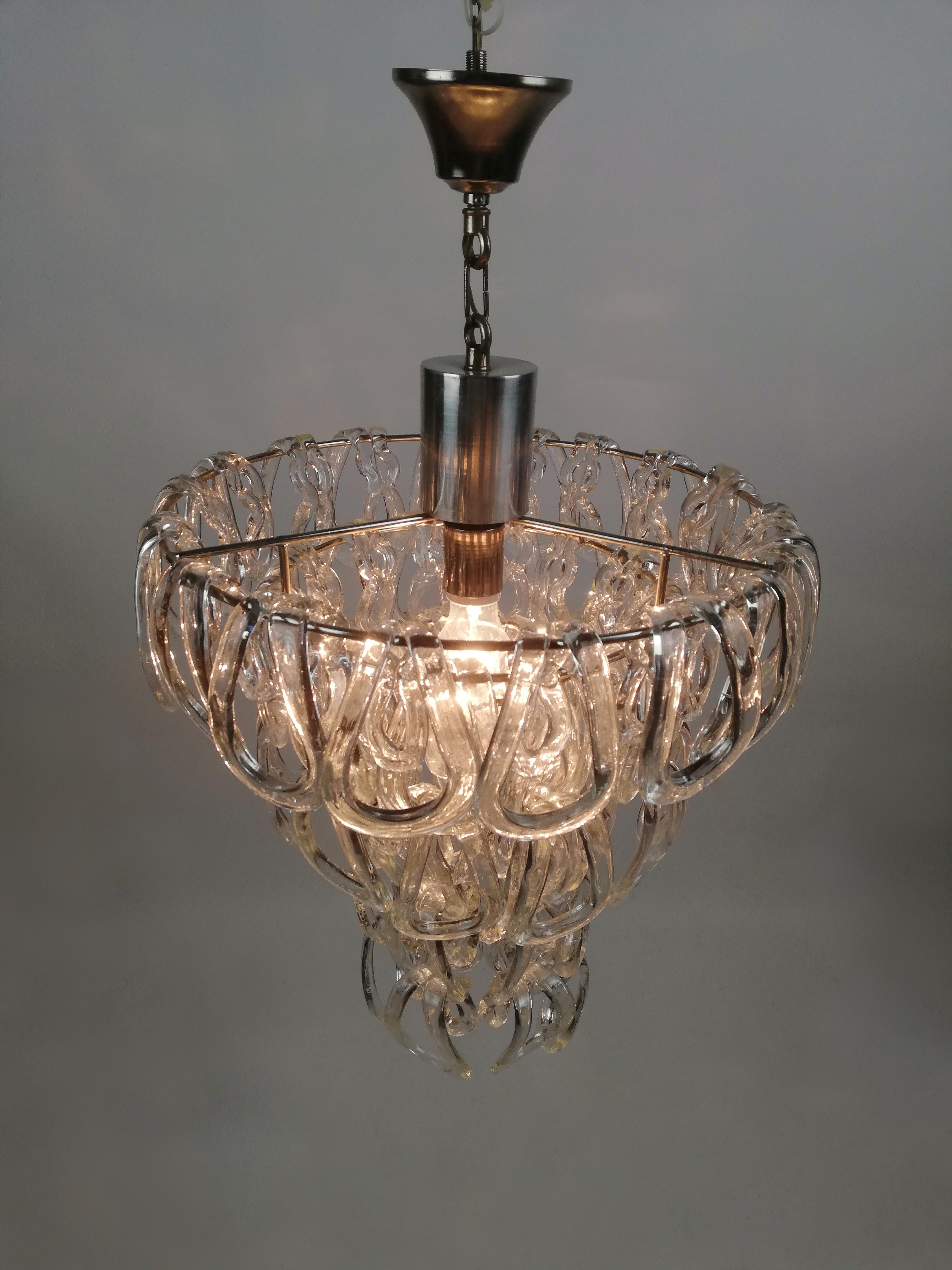 Giogali Crystal Ceiling Lamp Designed by Angelo Mangiarotti for Vistosi For Sale 8