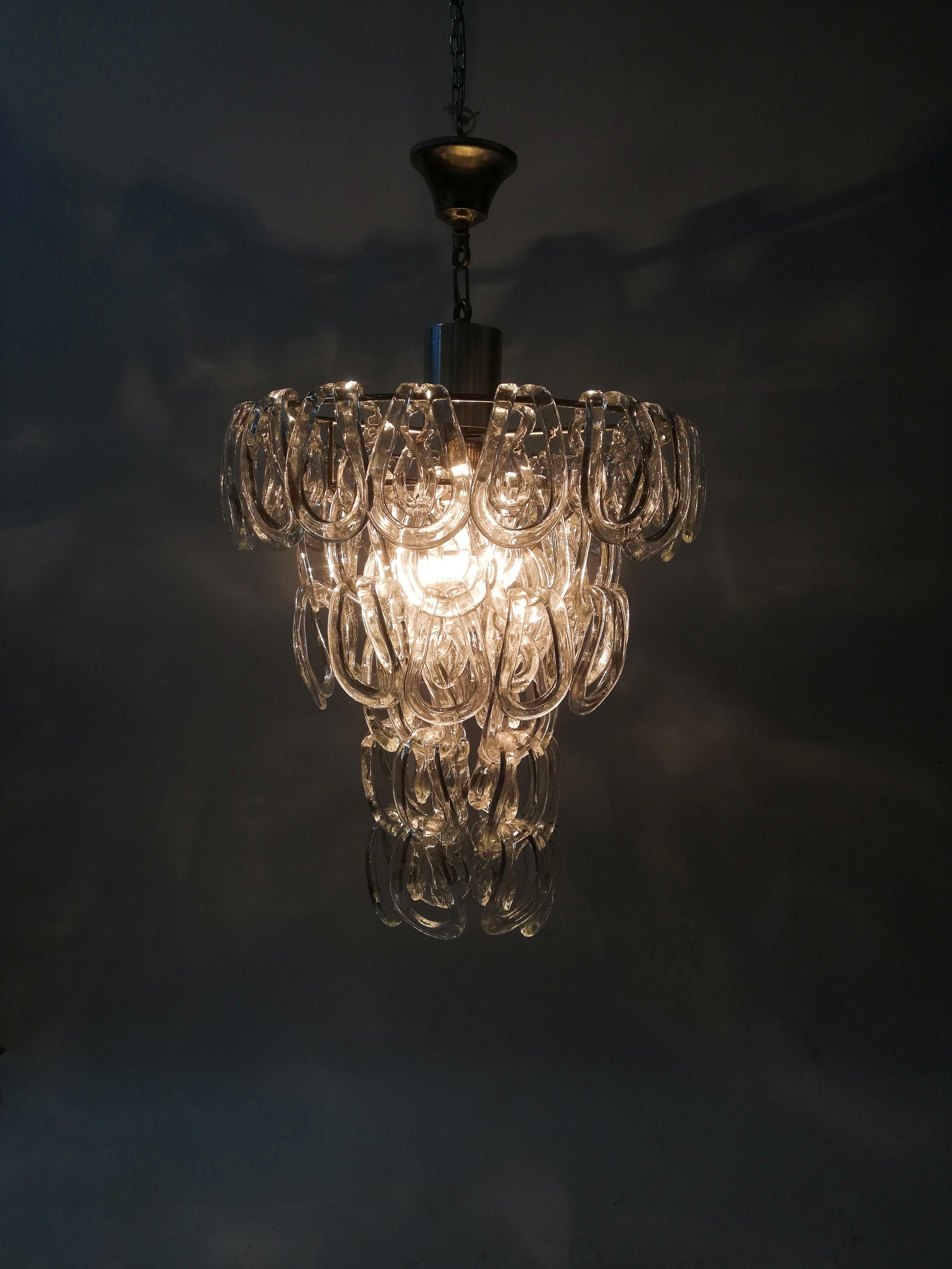 Giogali Crystal Ceiling Lamp Designed by Angelo Mangiarotti for Vistosi For Sale 9