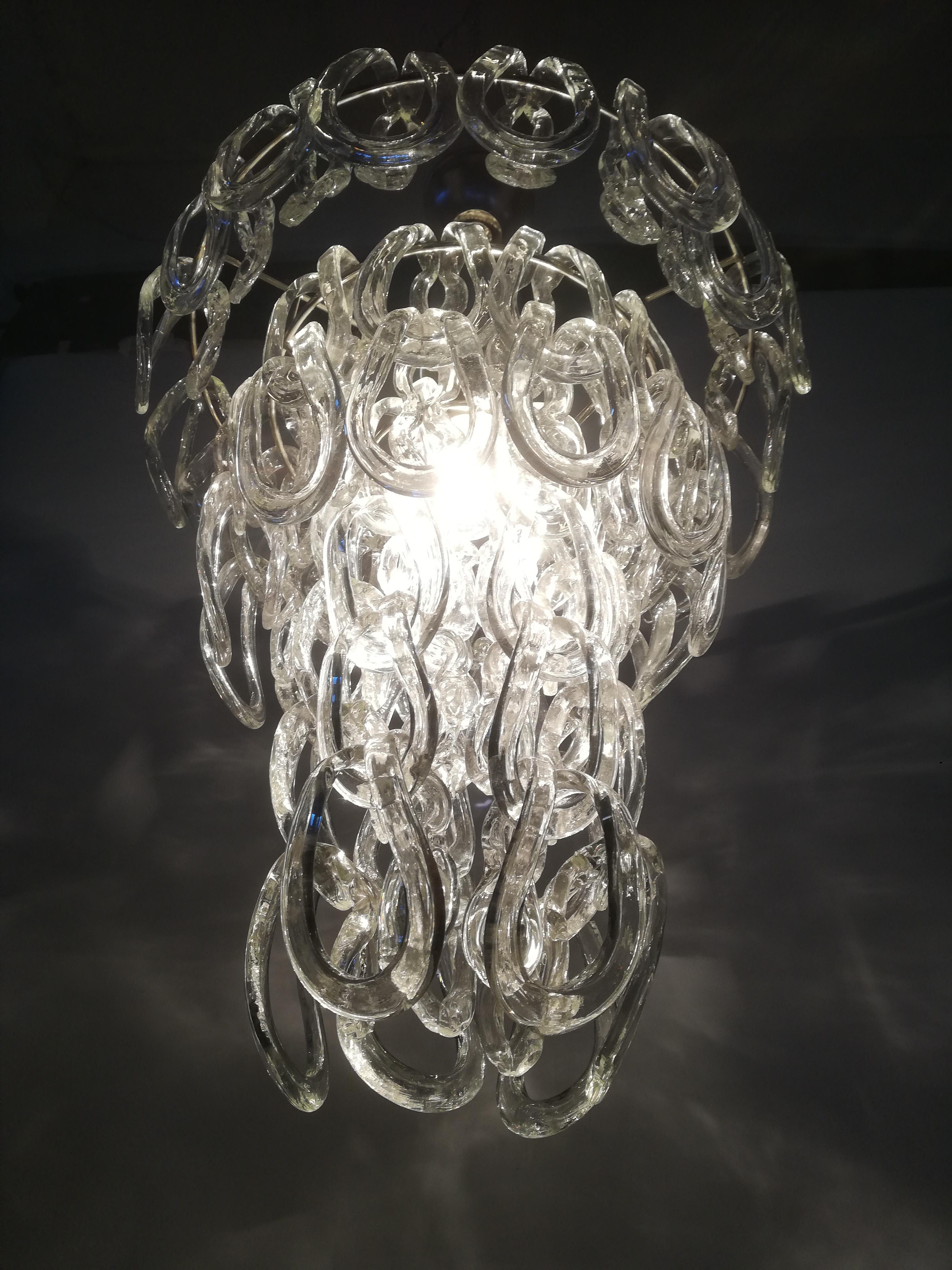 Giogali Crystal Ceiling Lamp Designed by Angelo Mangiarotti for Vistosi For Sale 10