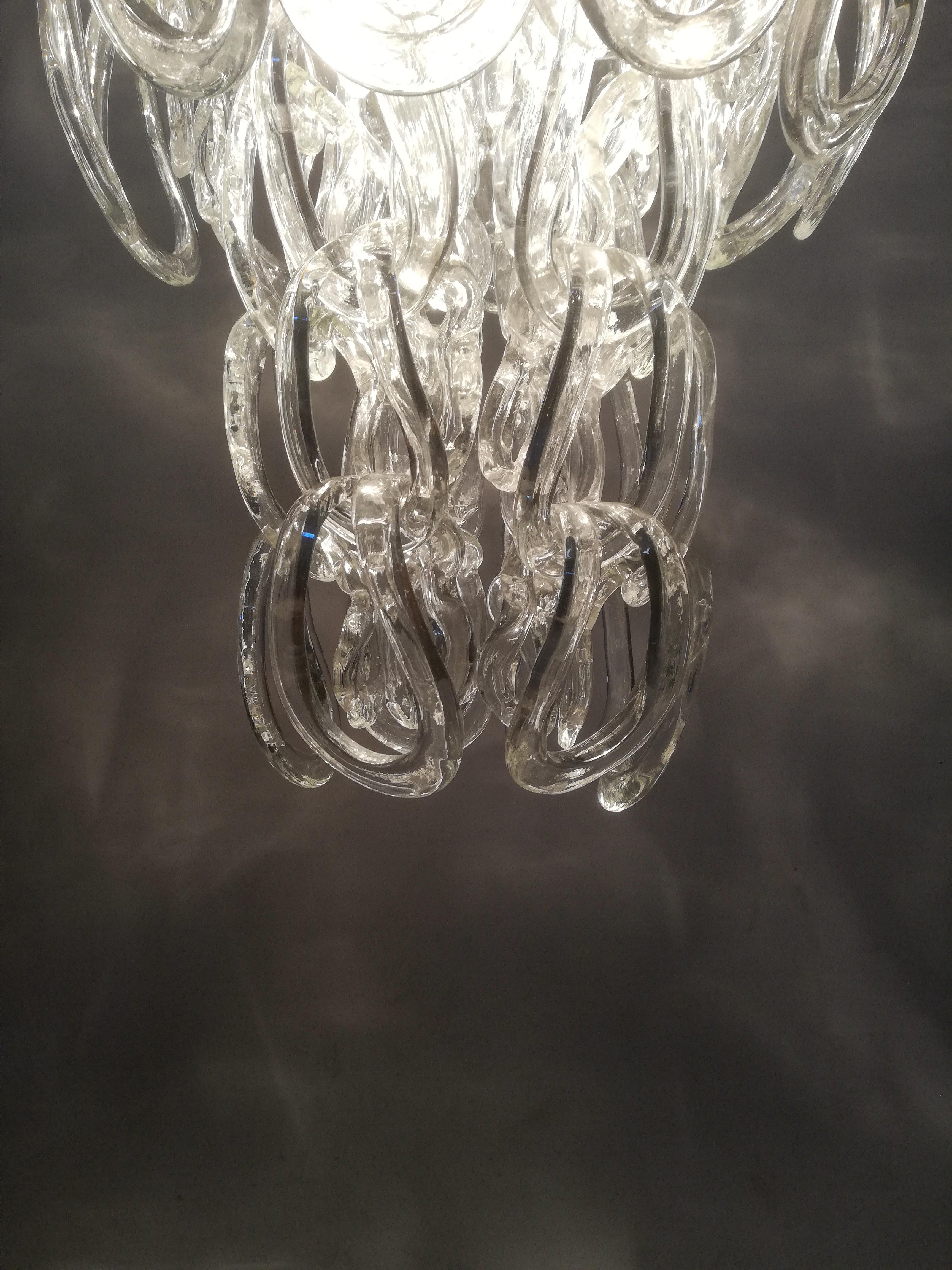 Giogali Crystal Ceiling Lamp Designed by Angelo Mangiarotti for Vistosi For Sale 11