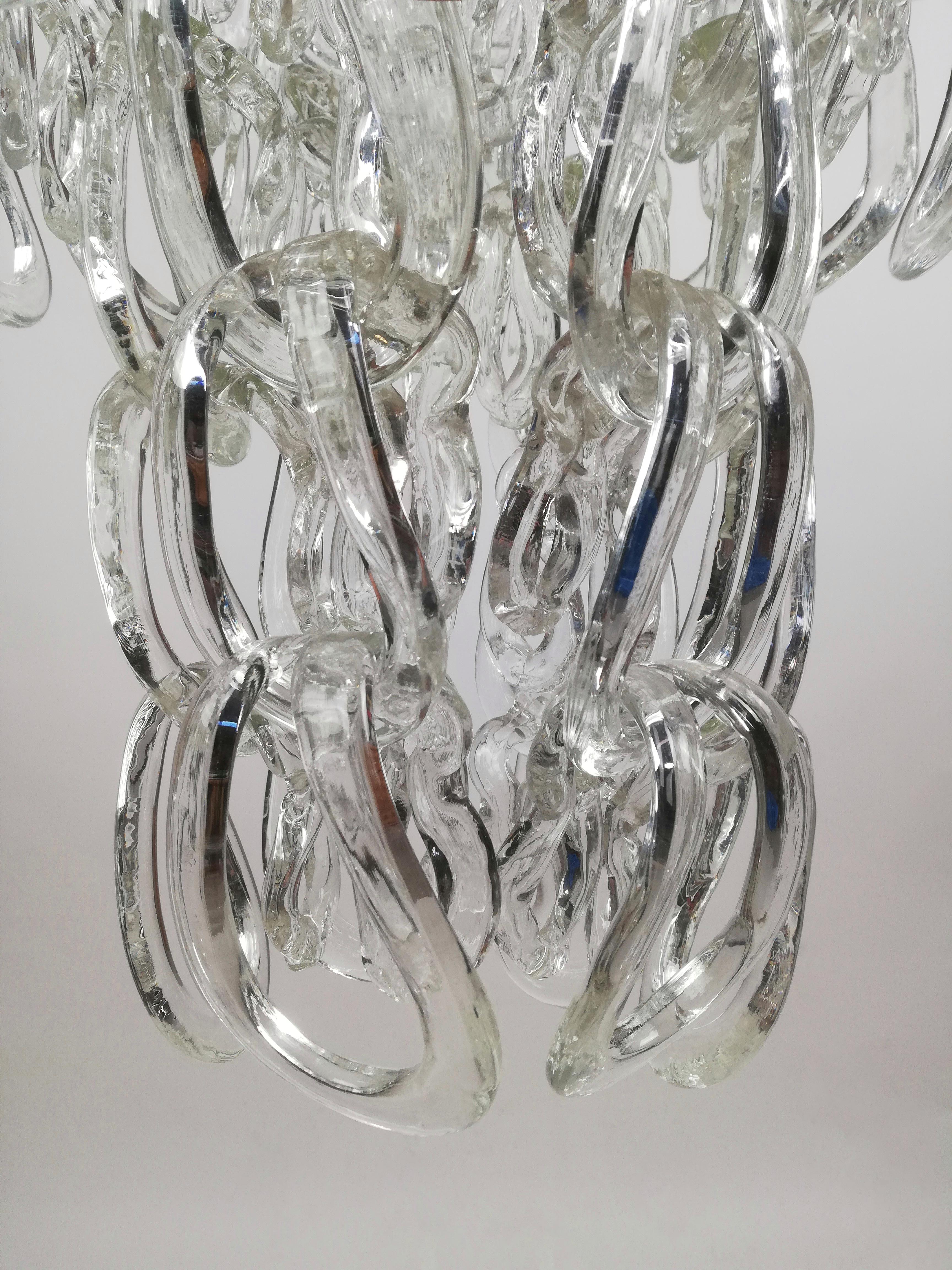 Mid-Century Modern Plafonnier en cristal Giogali conçu par Angelo Mangiarotti pour Vistosi   en vente