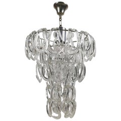 Lampada da soffitto in cristallo Giogali Disegnata da Angelo Mangiarotti per Vistosi