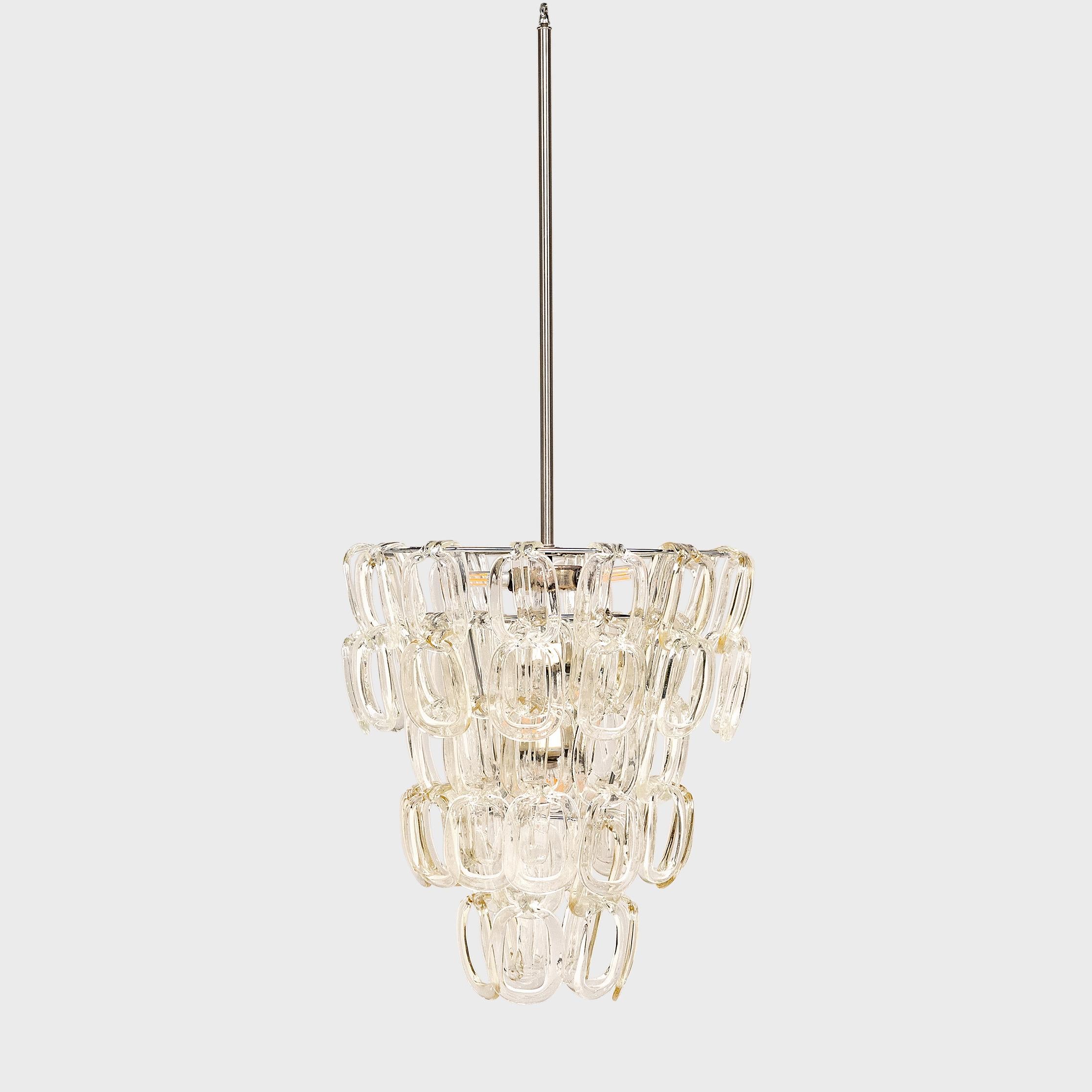 Giogali Link Chandelier by Angelo Mangiarotti for Vistosi, c. 1960-70s In Good Condition In Chicago, IL