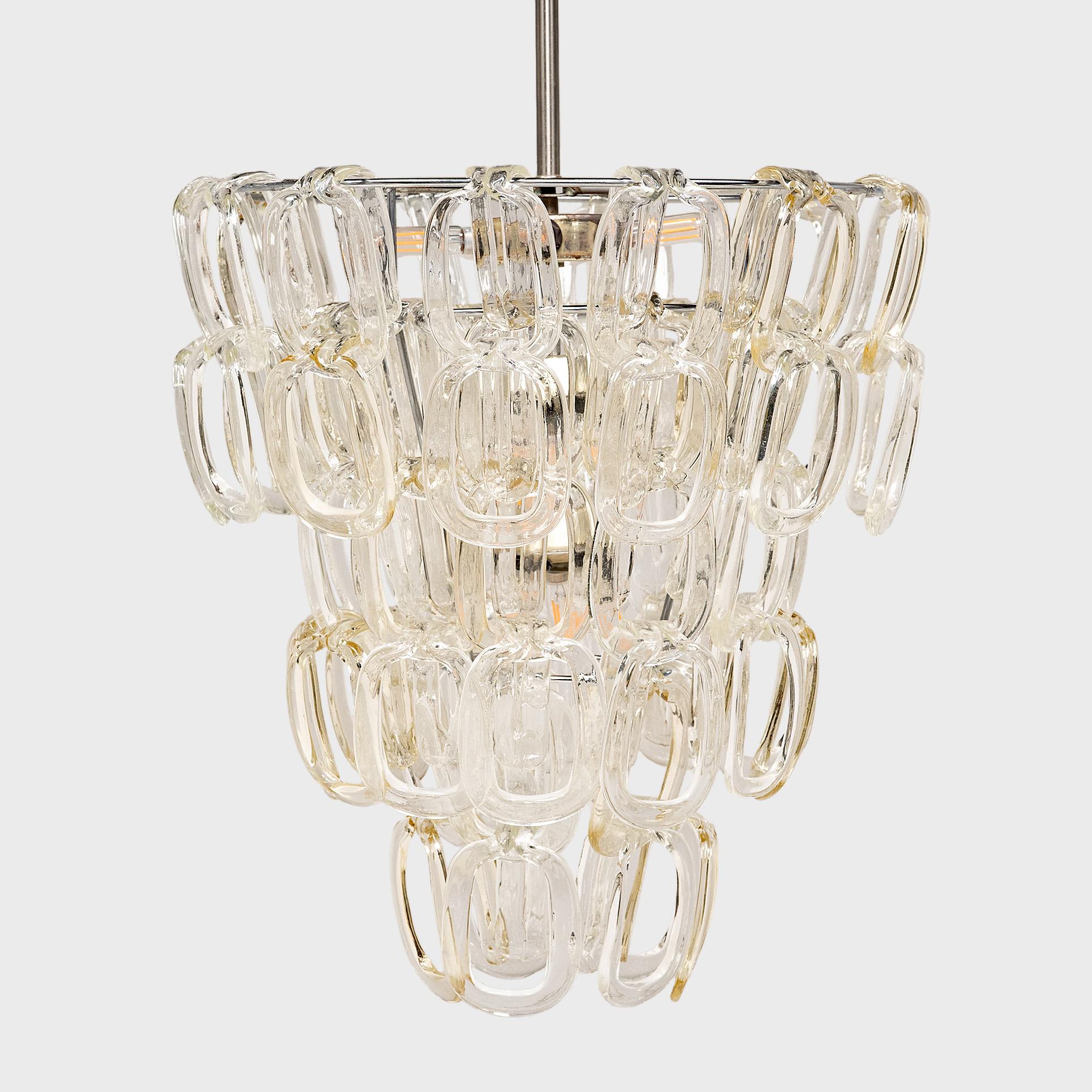 20th Century Giogali Link Chandelier by Angelo Mangiarotti for Vistosi, c. 1960-70s