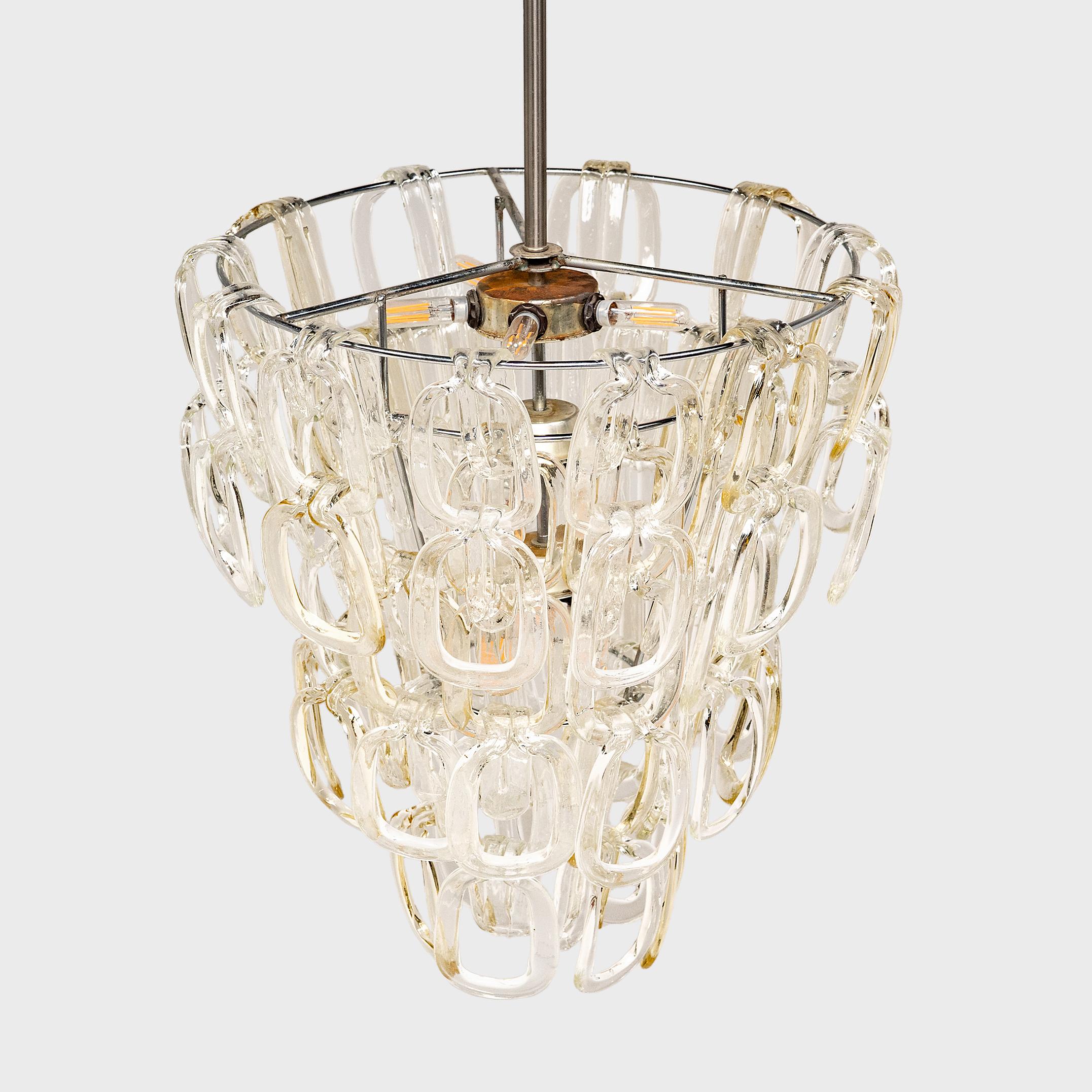Metal Giogali Link Chandelier by Angelo Mangiarotti for Vistosi, c. 1960-70s