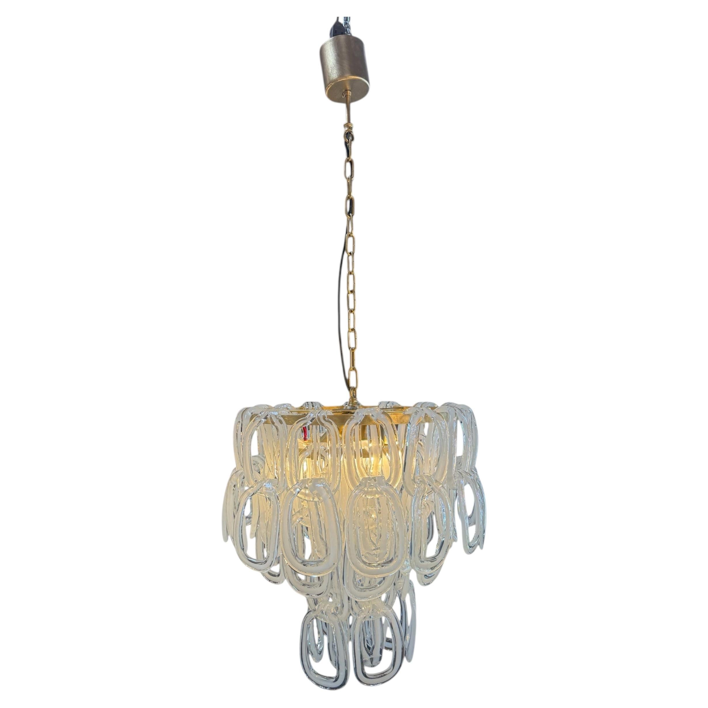 Giogali Murano Glass Chandelier by Angelo Mangiarotti for Vistosi