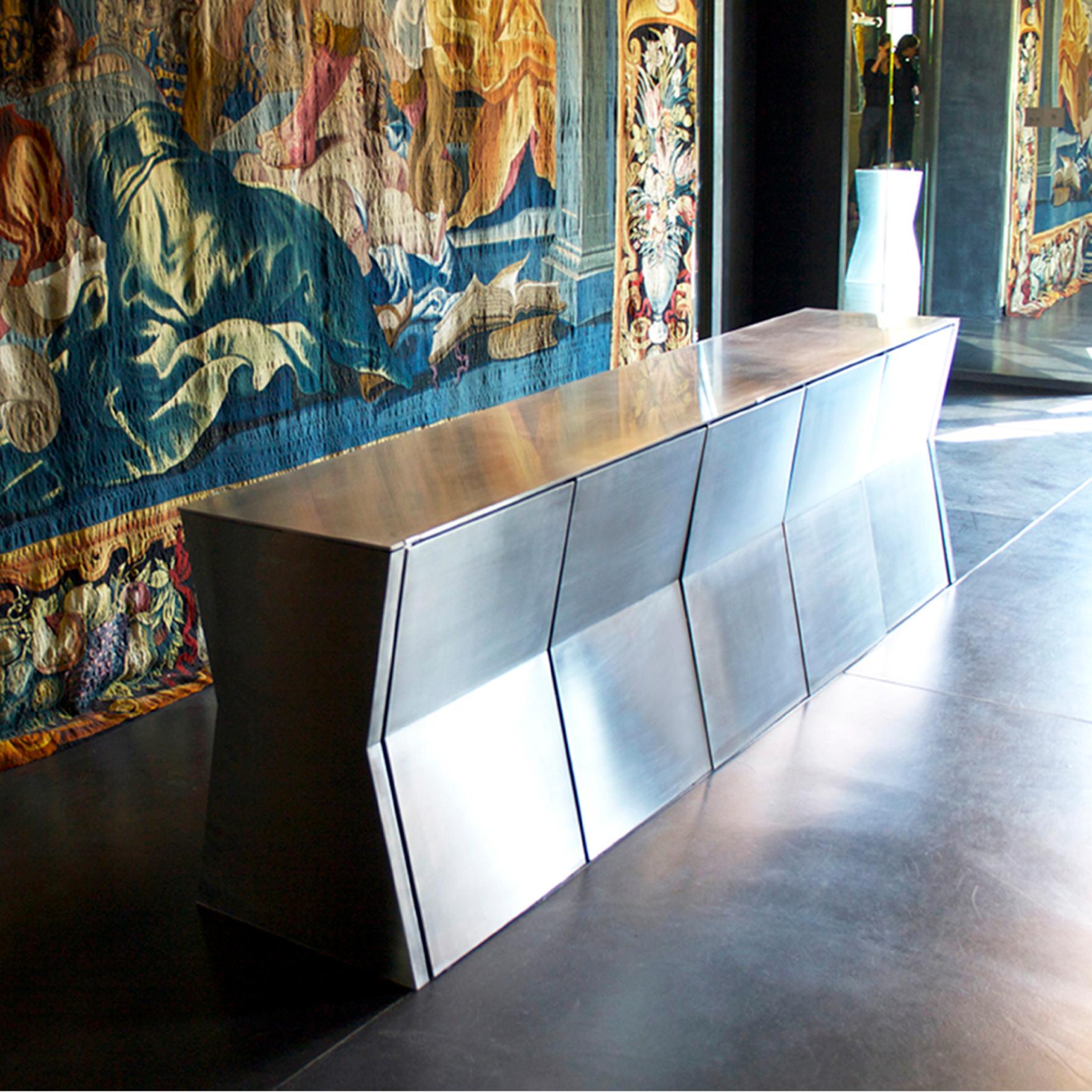 Metalwork Gioia Meller Marcovicz, The Monolith, Dining Table and Chairs For Sale