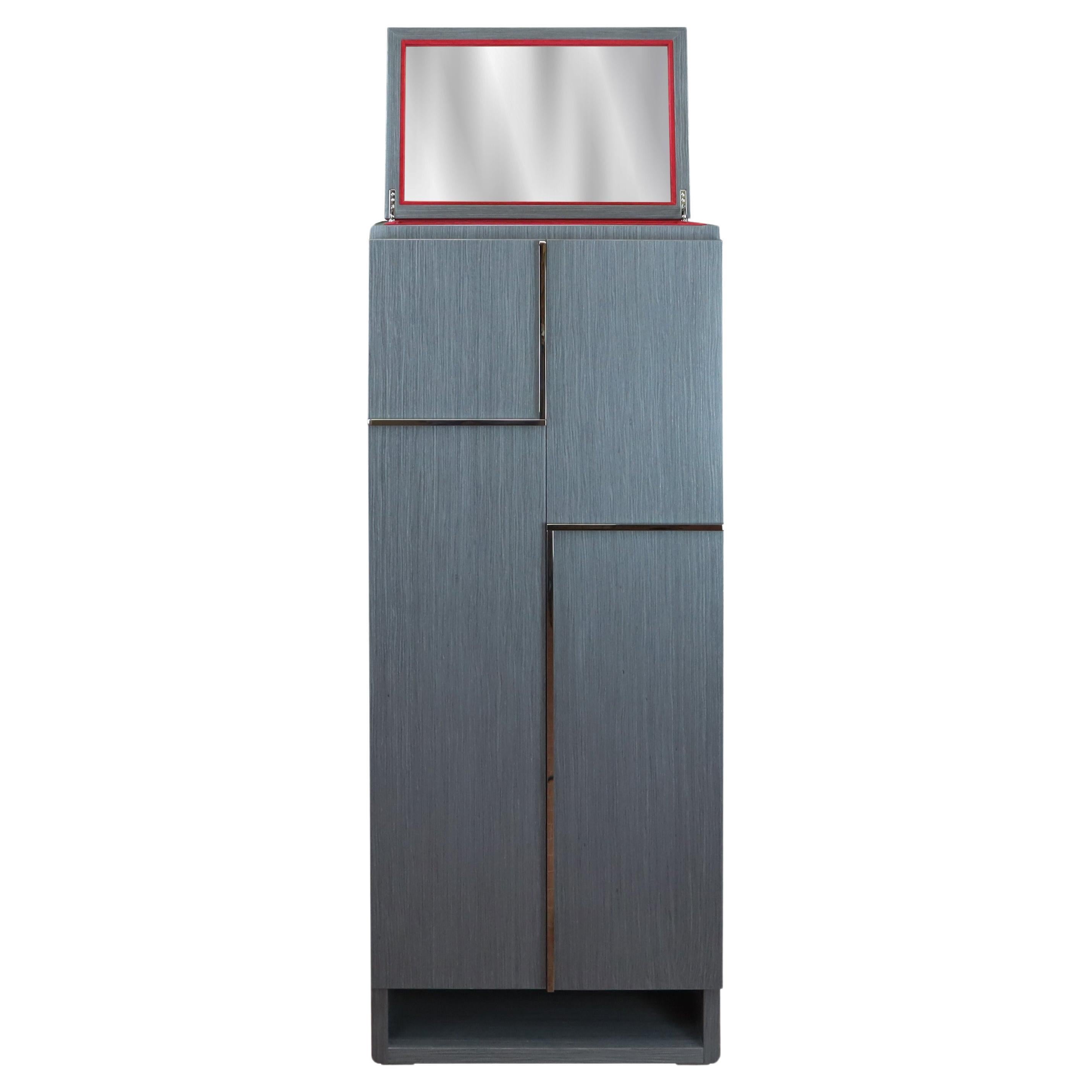 Gioia Rovere Contemporary Armored Jewelry Armoire Safe in Grey Oak by Agresti For Sale