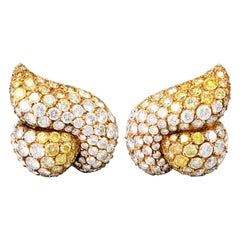Gioia Yellow and White Diamond Gold Earrings
