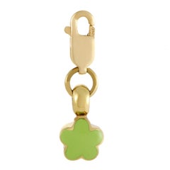 Gioiel Moda Womens 18K Yellow Gold Green Enamel Flower Charm