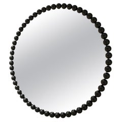 Grande specchio rotondo in ottone brunito Gioiello di Ghidini 1961, Italia