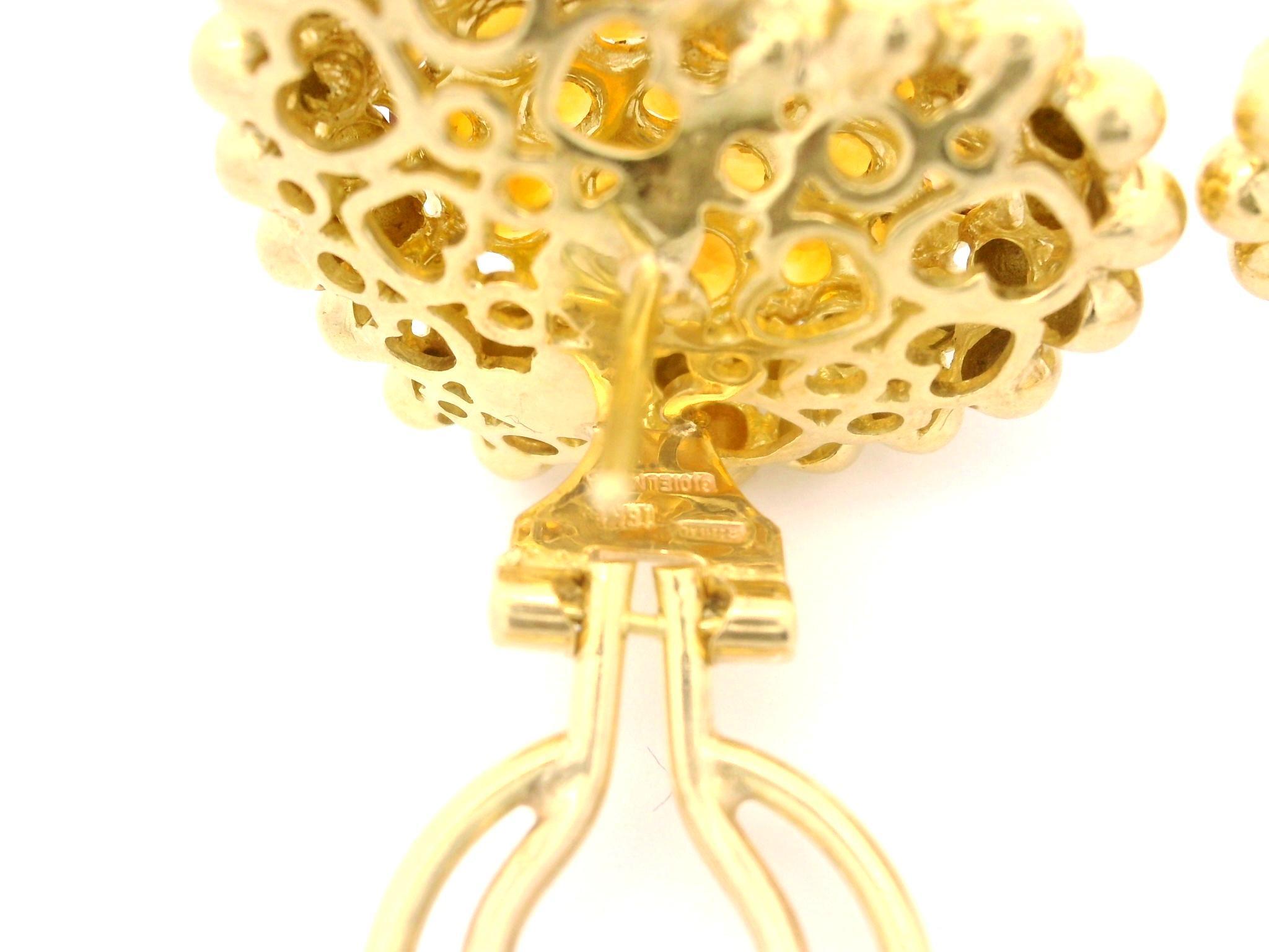 GioielModa - Orecchini a cuore con perline in oro 18k con granato citrino e rodolite in vendita 5