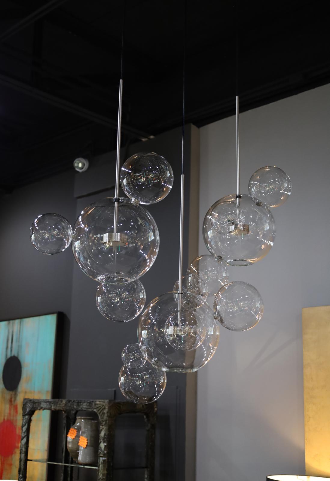 Moderno Giopato & Coombes Bolle Linear 14 Lampadario in vendita