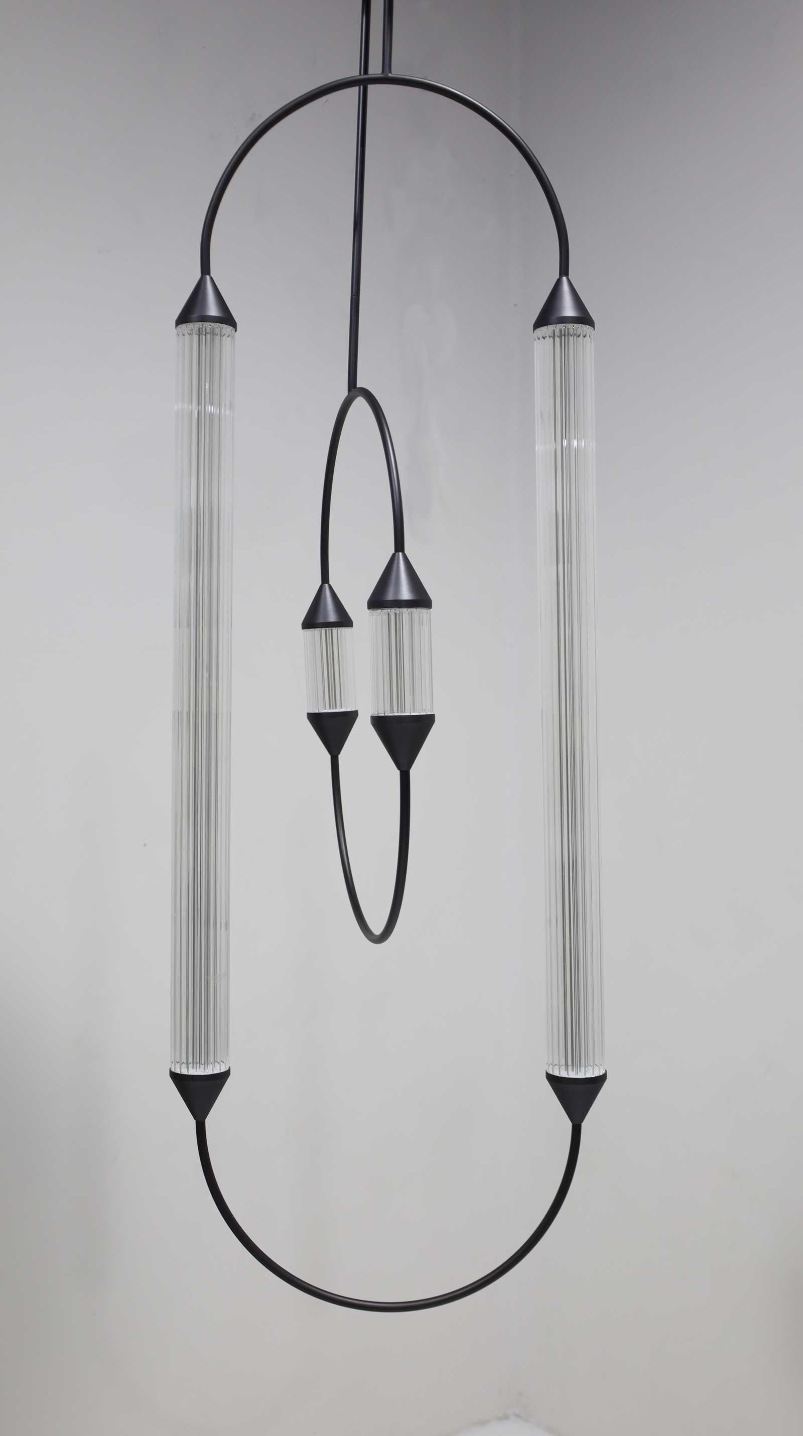 Italian Giopato & Coombs Cirque Chandelier in Brushed Bronze For Sale
