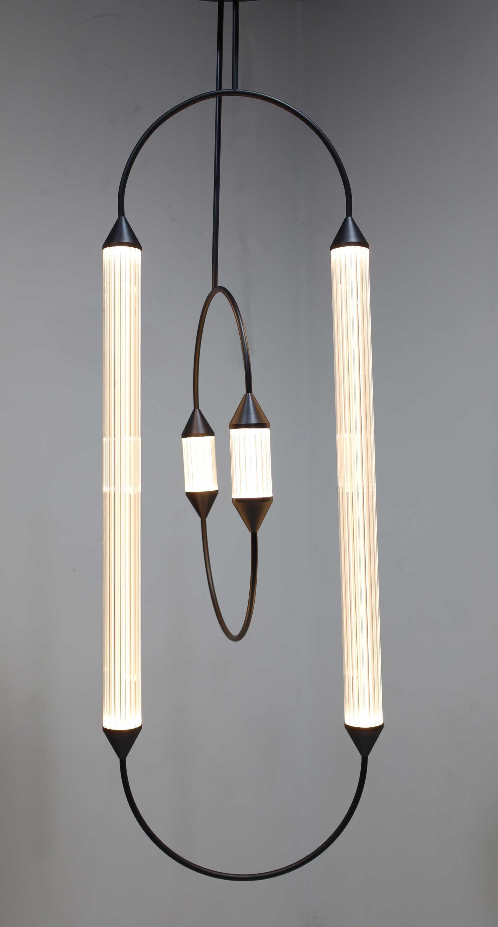 Giopato & Coombs Cirque Chandelier in Brushed Bronze In Good Condition For Sale In Dallas, TX