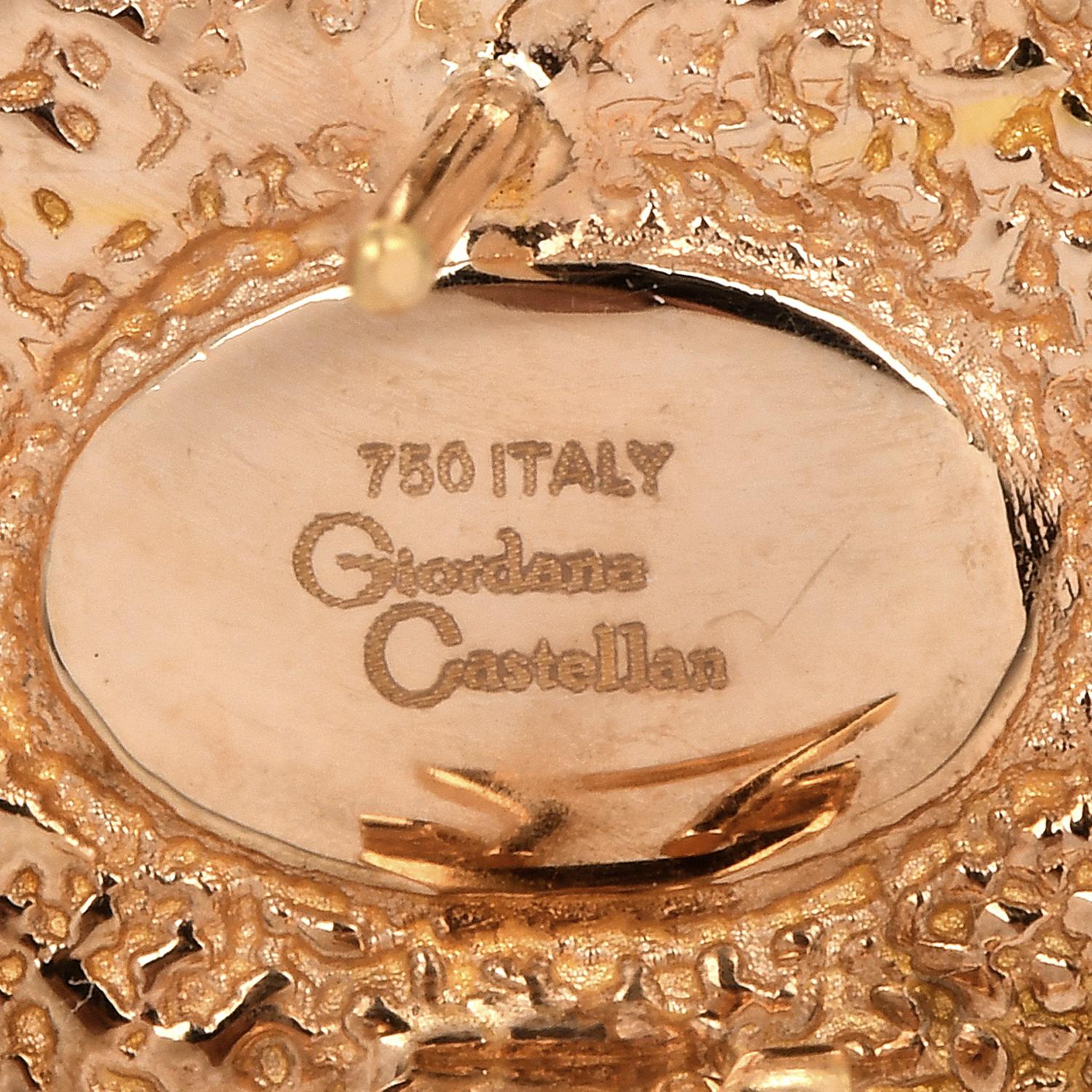 Giordana Castellan Italienische 18 Karat Gelbgold große runde Clip-Ohrringe (Moderne)