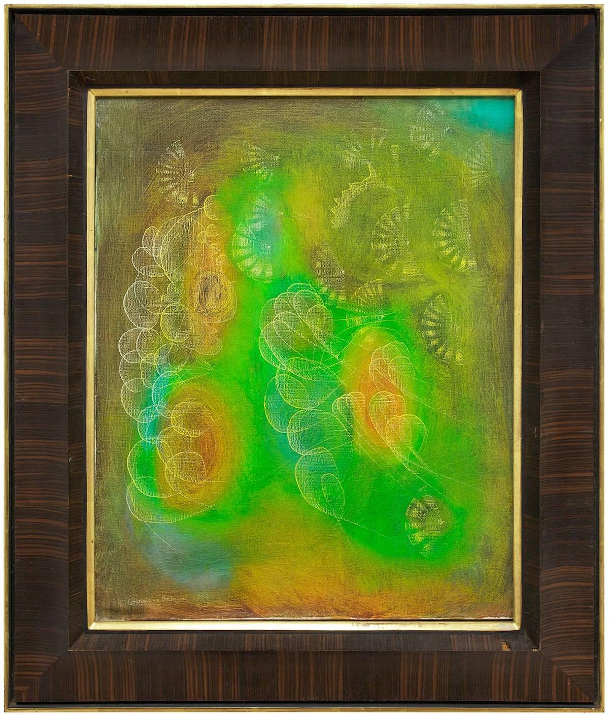 Pittura surrealista italiana "Farfalle sotto il mare, 1962