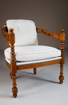 Giorgetti Armchair in Bouclé Wool Fabric Italy 1970s