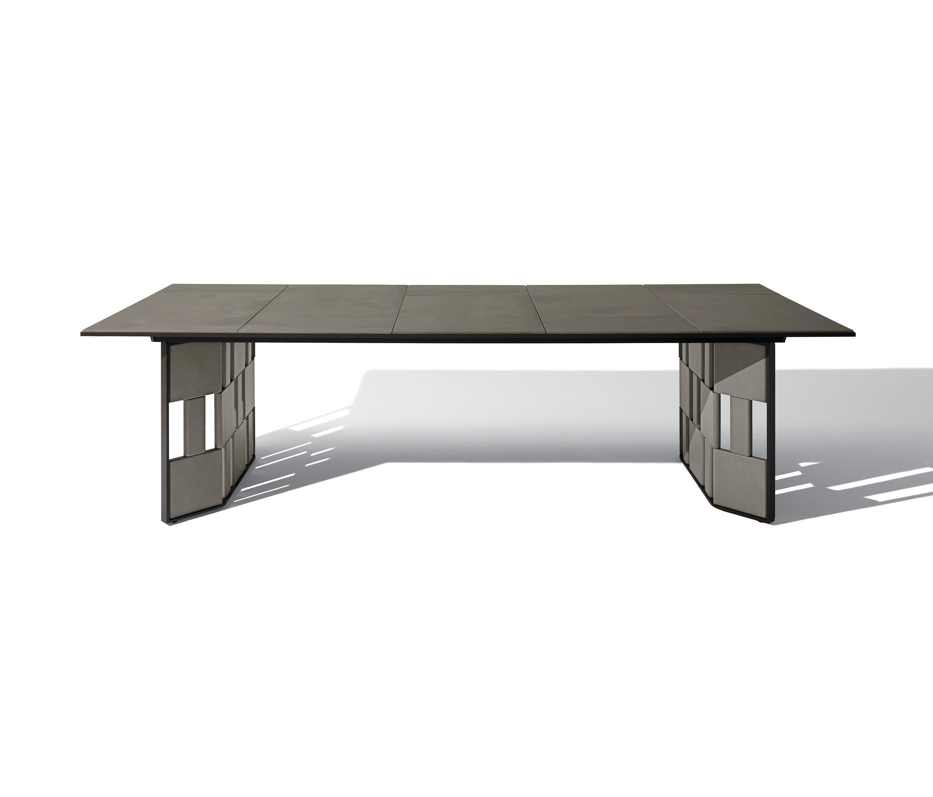 Ludovica+Roberto Palomba Designed the Break Outdoor Dining Table for Giorgetti that expresses the shape-function duality.

The Frame in made of aluminum and protected stainless steel, powder lacquered in carob color. The leg inserts are in ashwood