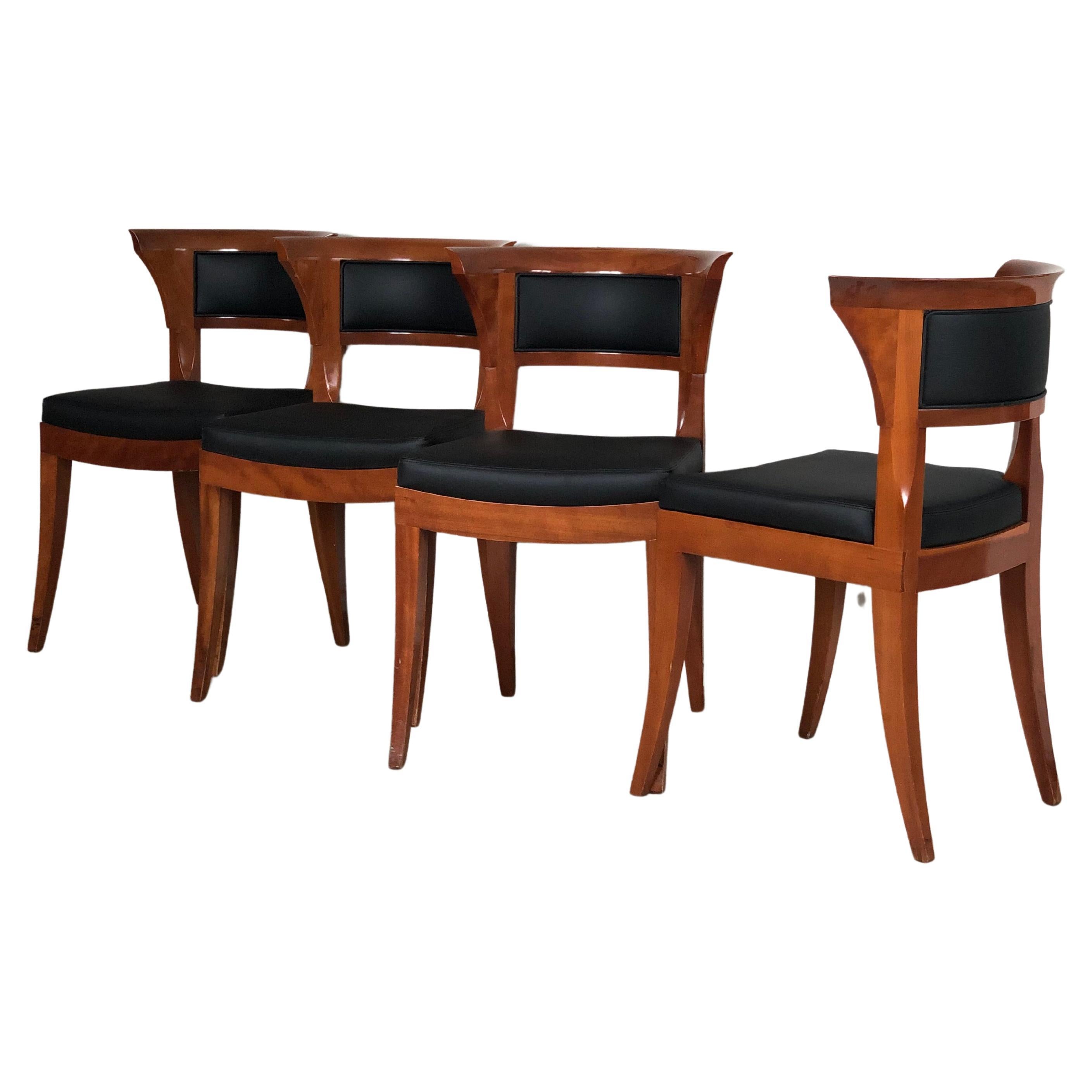 A Pair of 4 Giorgetti Cherry Wood Dining Chairs Model Sella Media by Leon Krier  For Sale