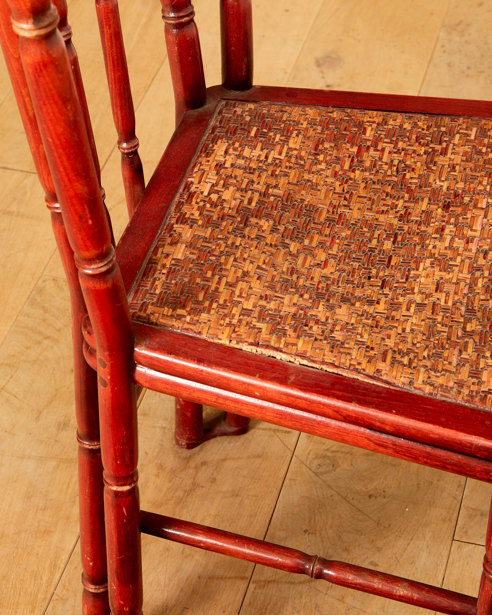 Giorgetti, Esszimmertisch, rot lackiertes Bambusholzimitat, um 1960 im Angebot 4