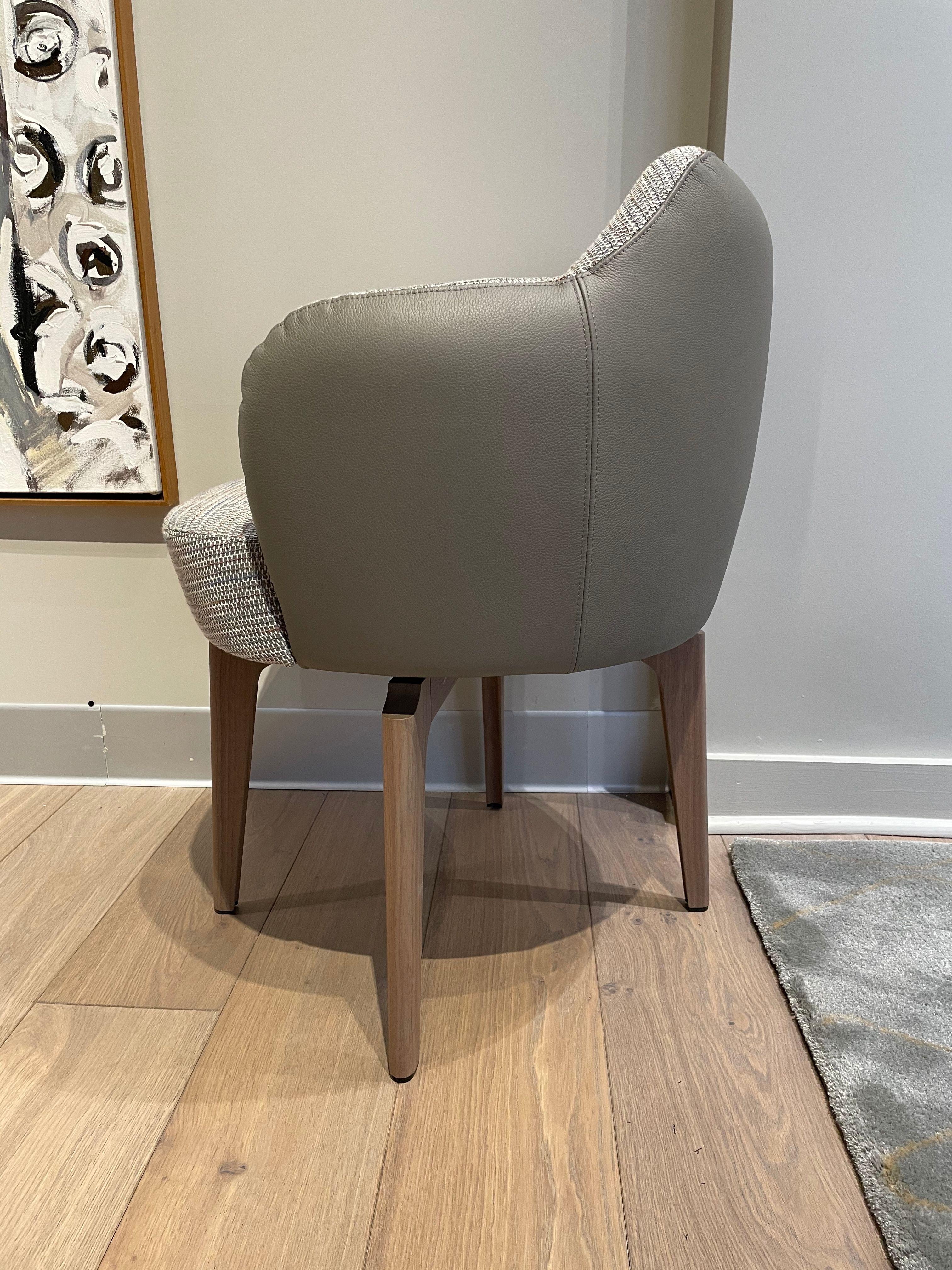 Italian Giorgetti Elisa Dining Armchair Designed By Carlo Colombo with Leather Back
