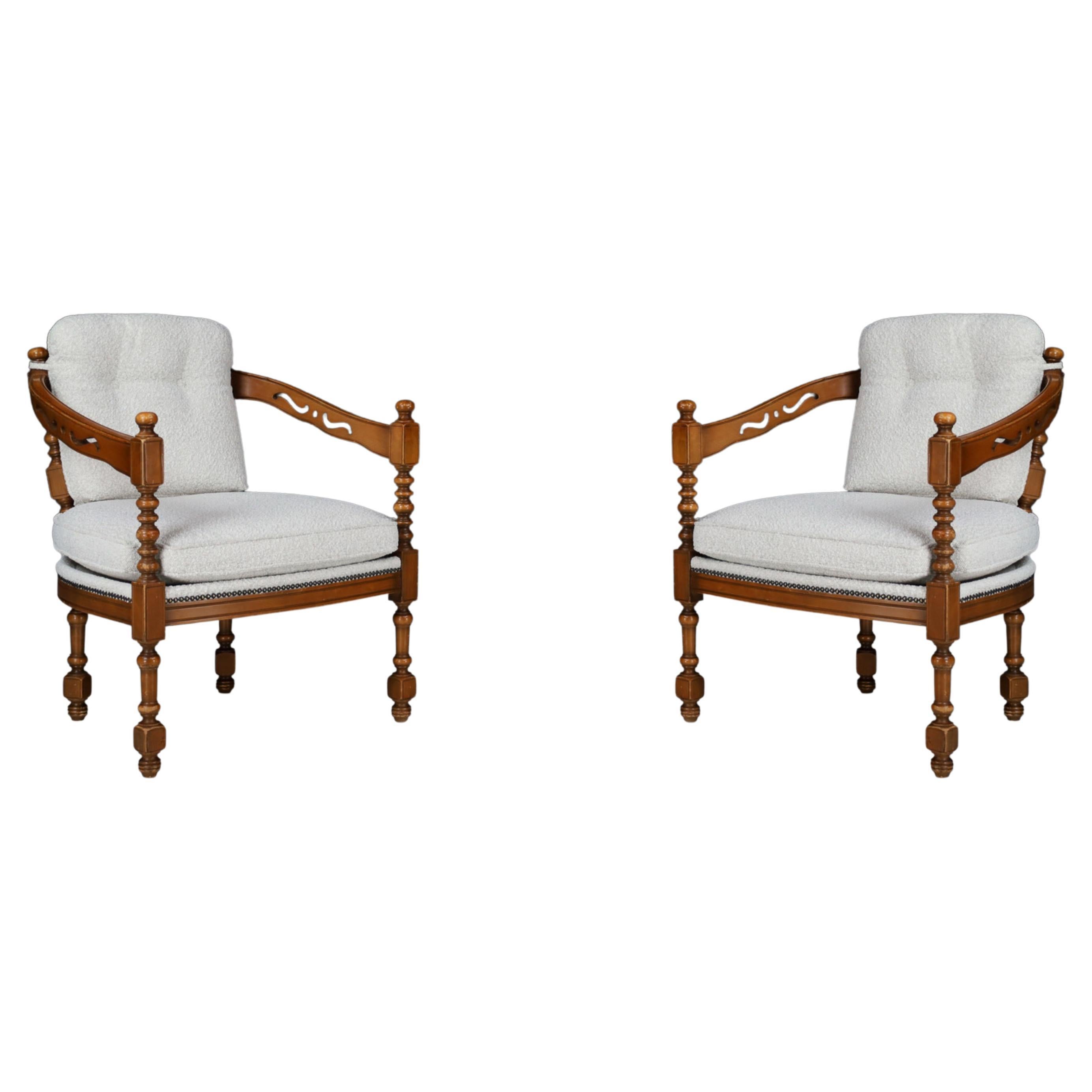 Giorgetti "Gallery 1975" Armchairs in Bouclé Upholstery Italy