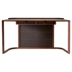 Giorgetti Ion Executive Walnut Leather Desk Designed by Chi Wing Lo 