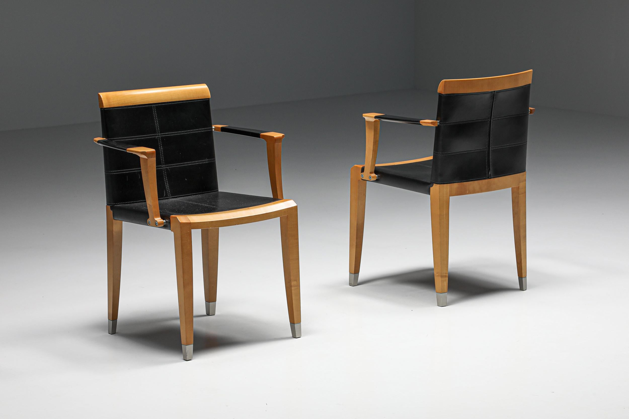 Modern Giorgetti Manufactured Chi Wing Lo Aro Armchairs Set in Cherry Wood, Italy, 1995