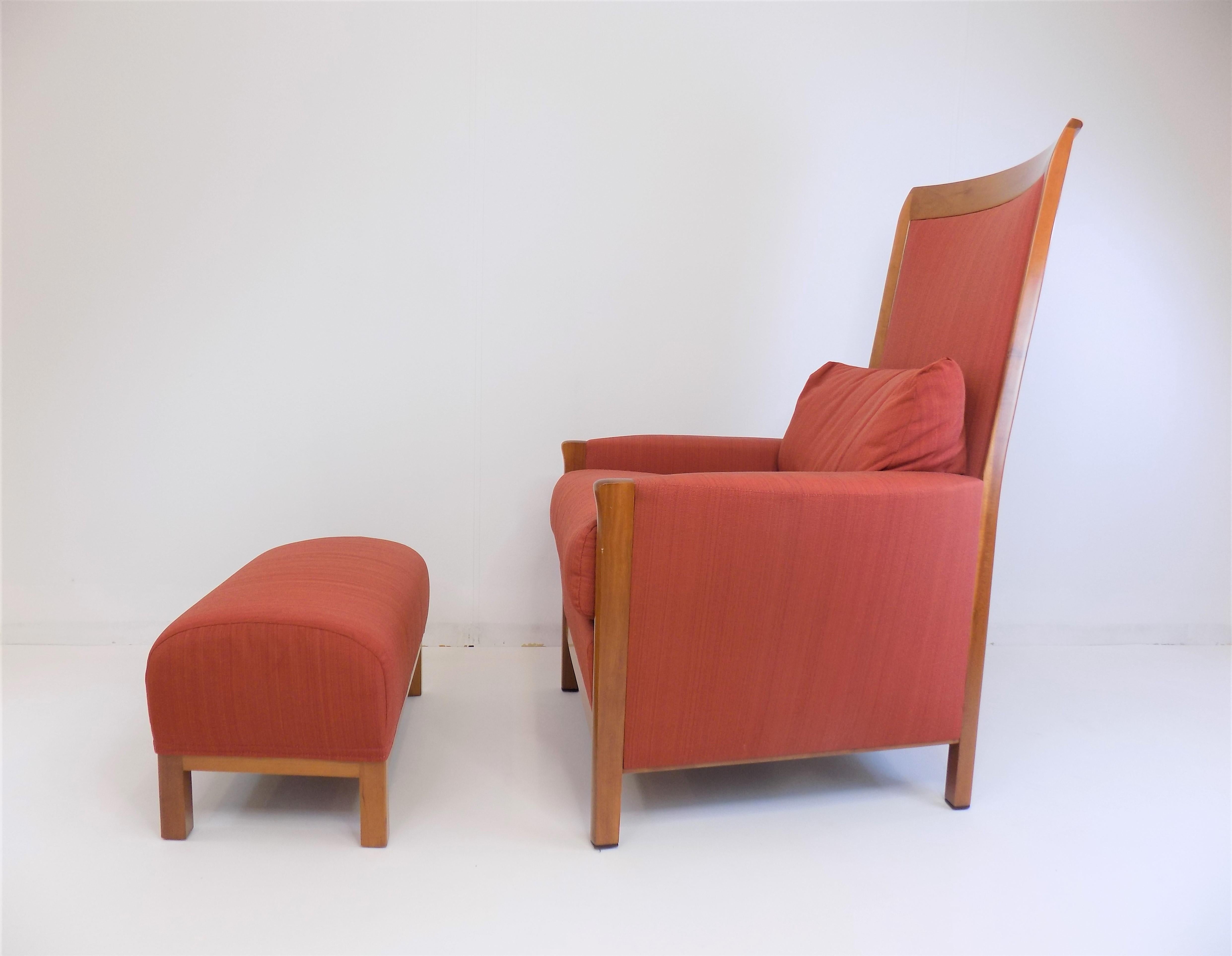 Post-Modern Giorgetti New Gallery Armchair with Ottoman by Umberto Asnago For Sale