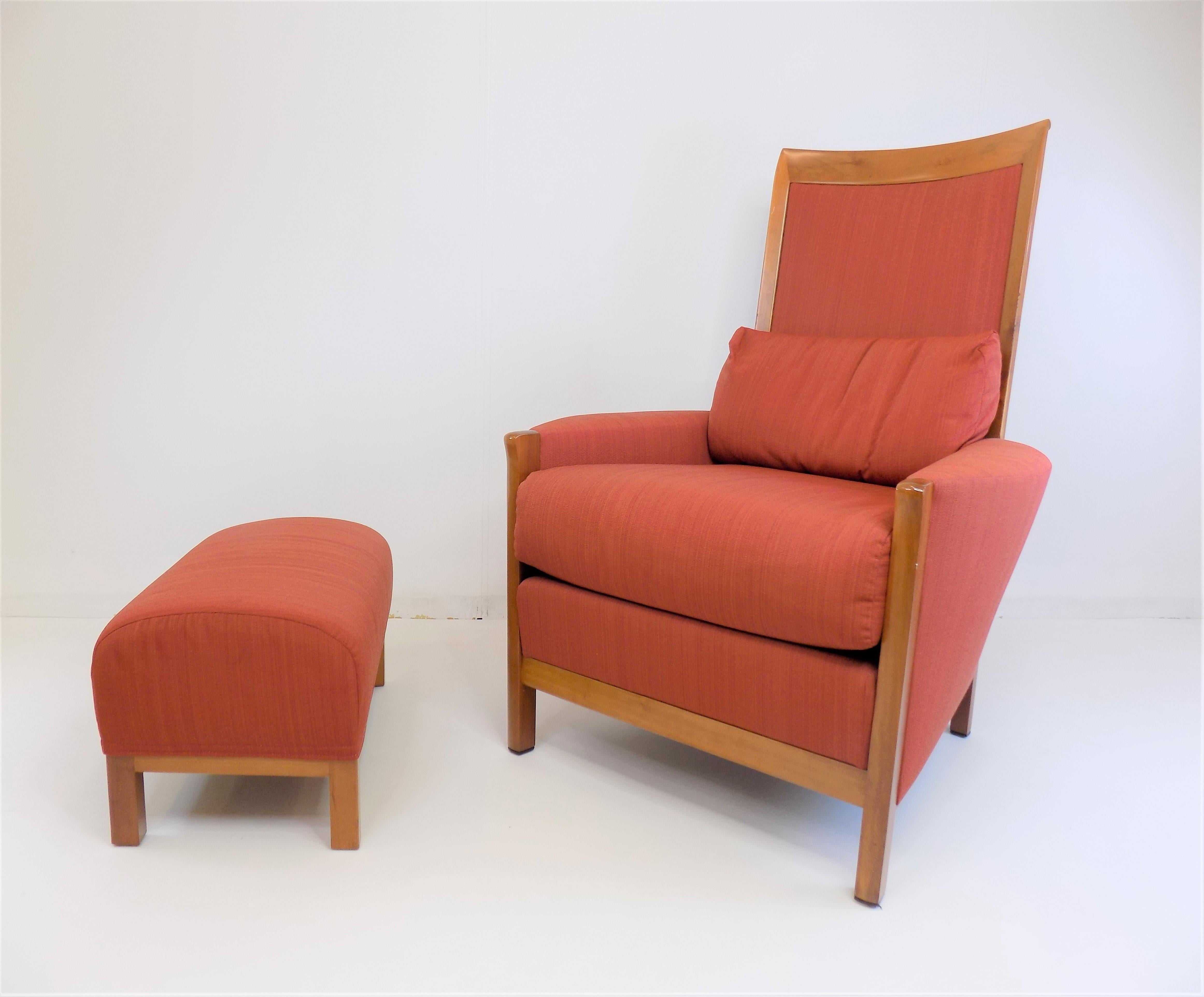 Italian Giorgetti New Gallery Armchair with Ottoman by Umberto Asnago For Sale