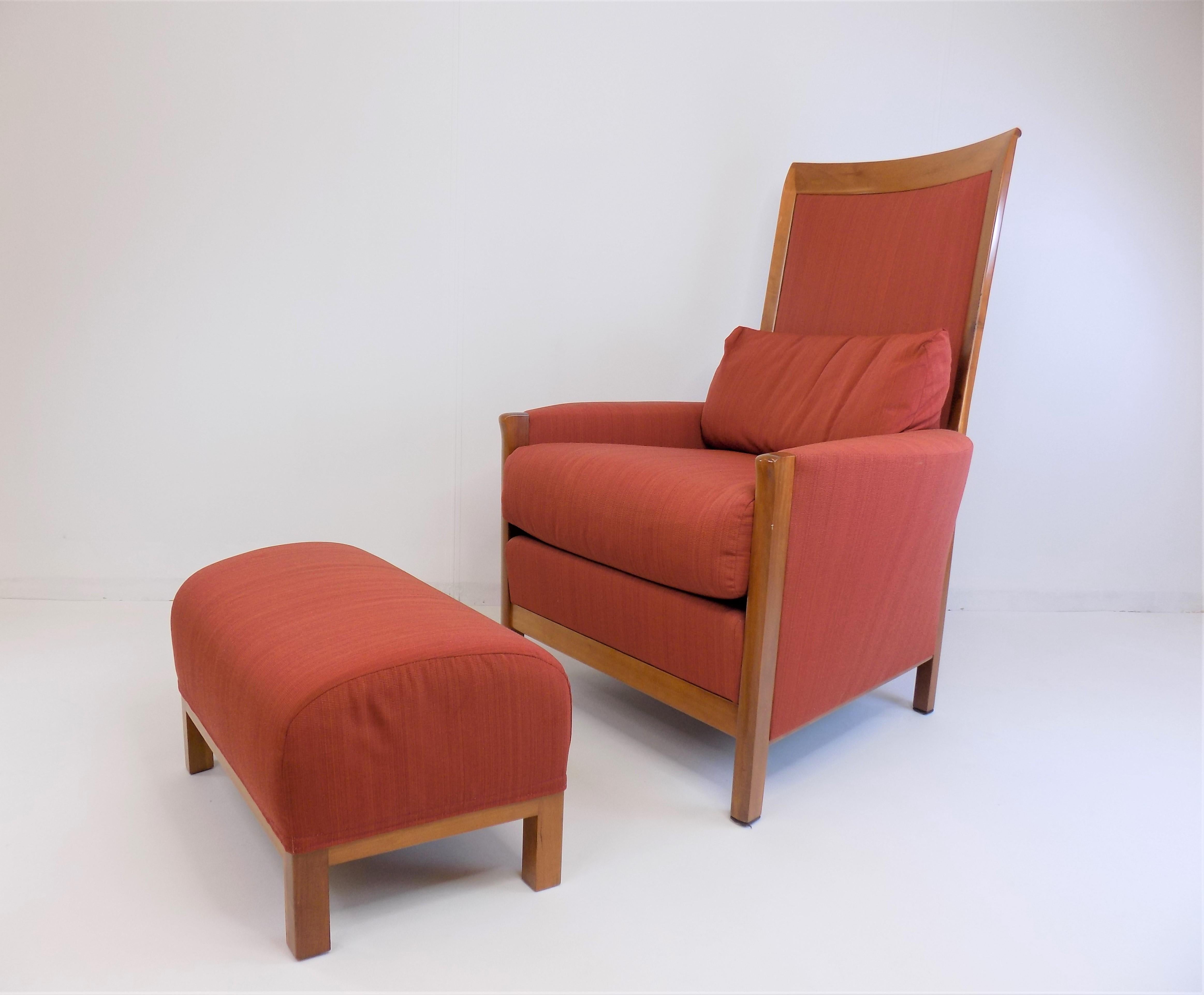 Late 20th Century Giorgetti New Gallery Armchair with Ottoman by Umberto Asnago For Sale