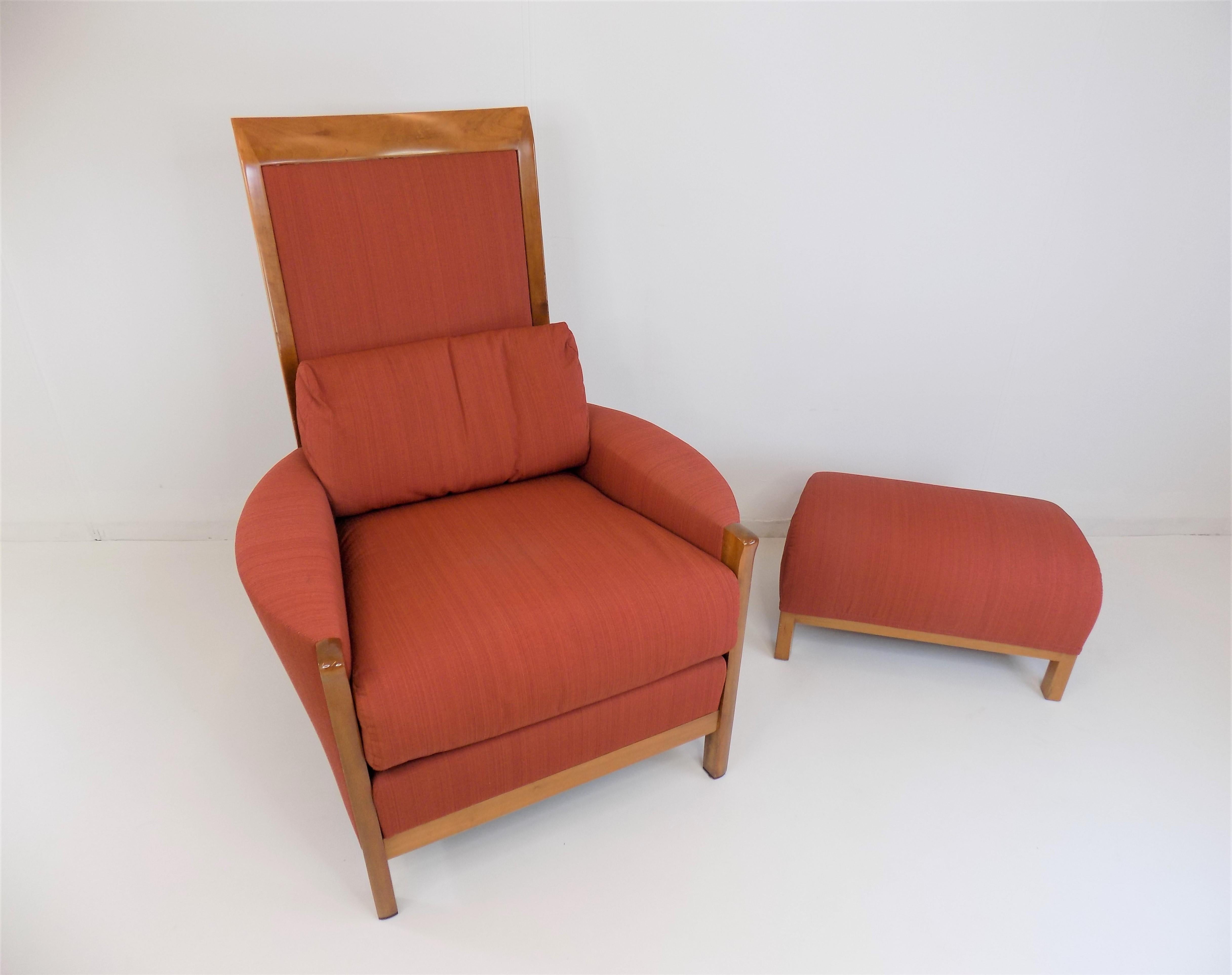 Fabric Giorgetti New Gallery Armchair with Ottoman by Umberto Asnago For Sale