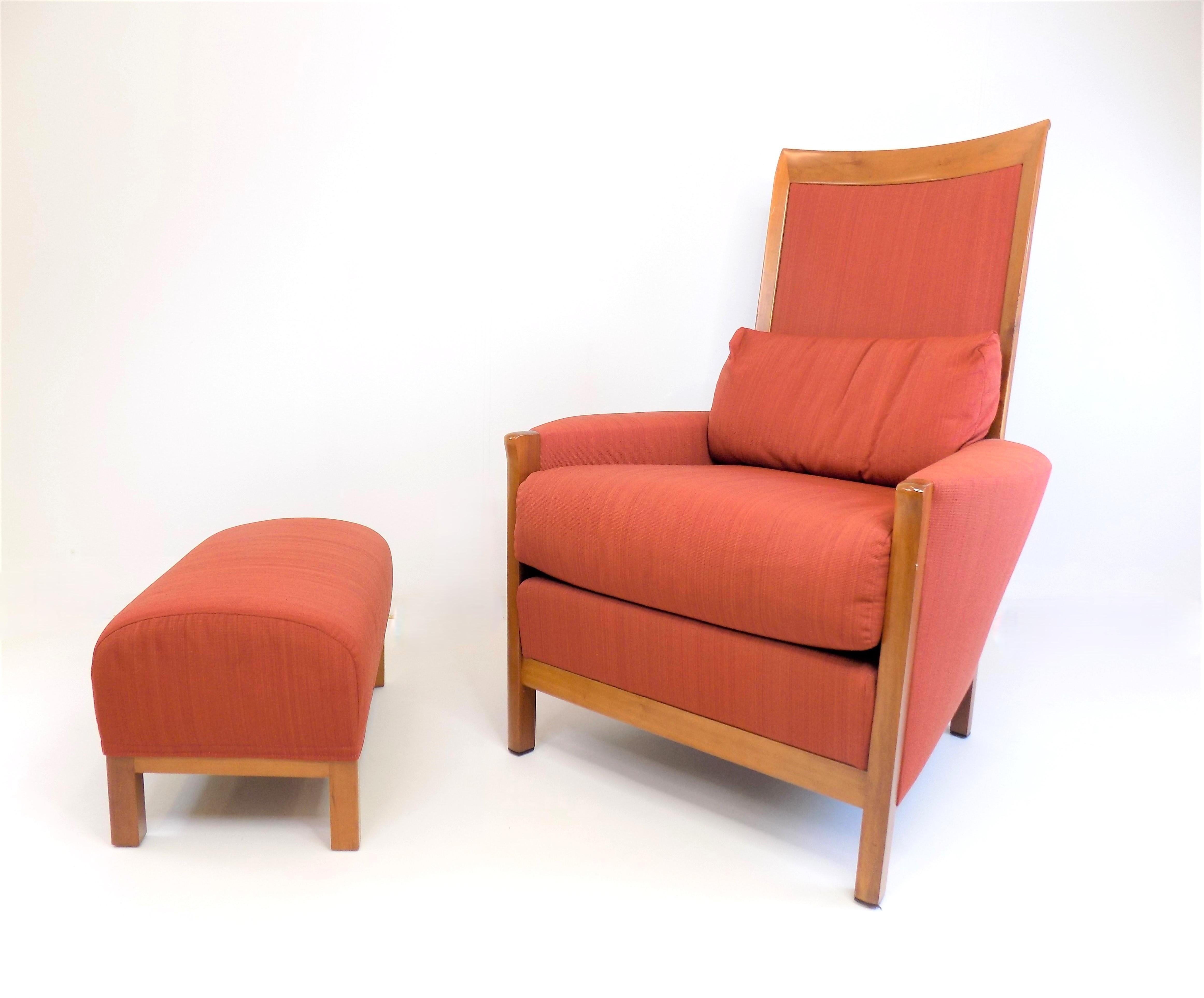 Giorgetti New Gallery Art Deco armchair with ottoman by Umberto Asnago 7