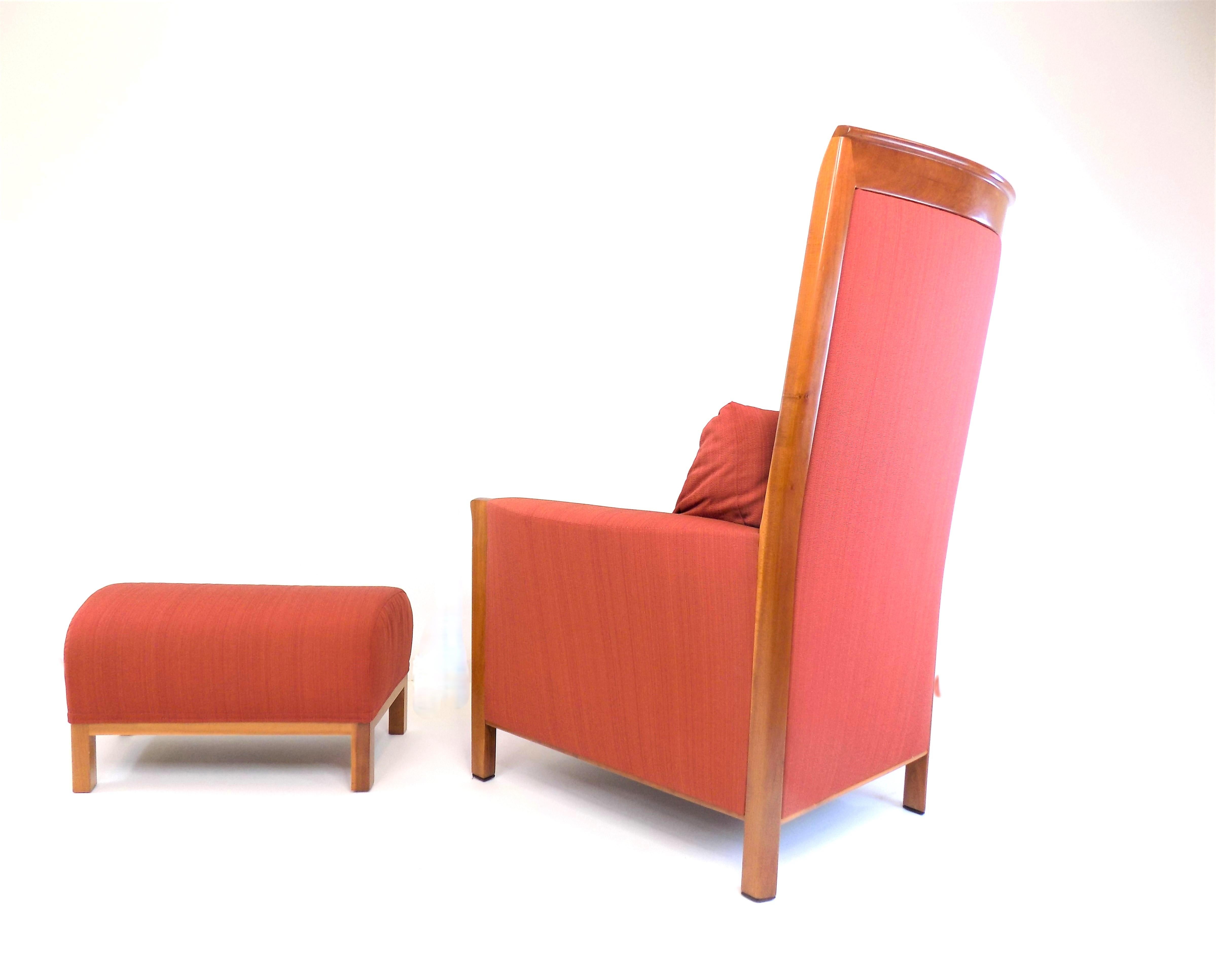 Italian Giorgetti New Gallery Art Deco armchair with ottoman by Umberto Asnago
