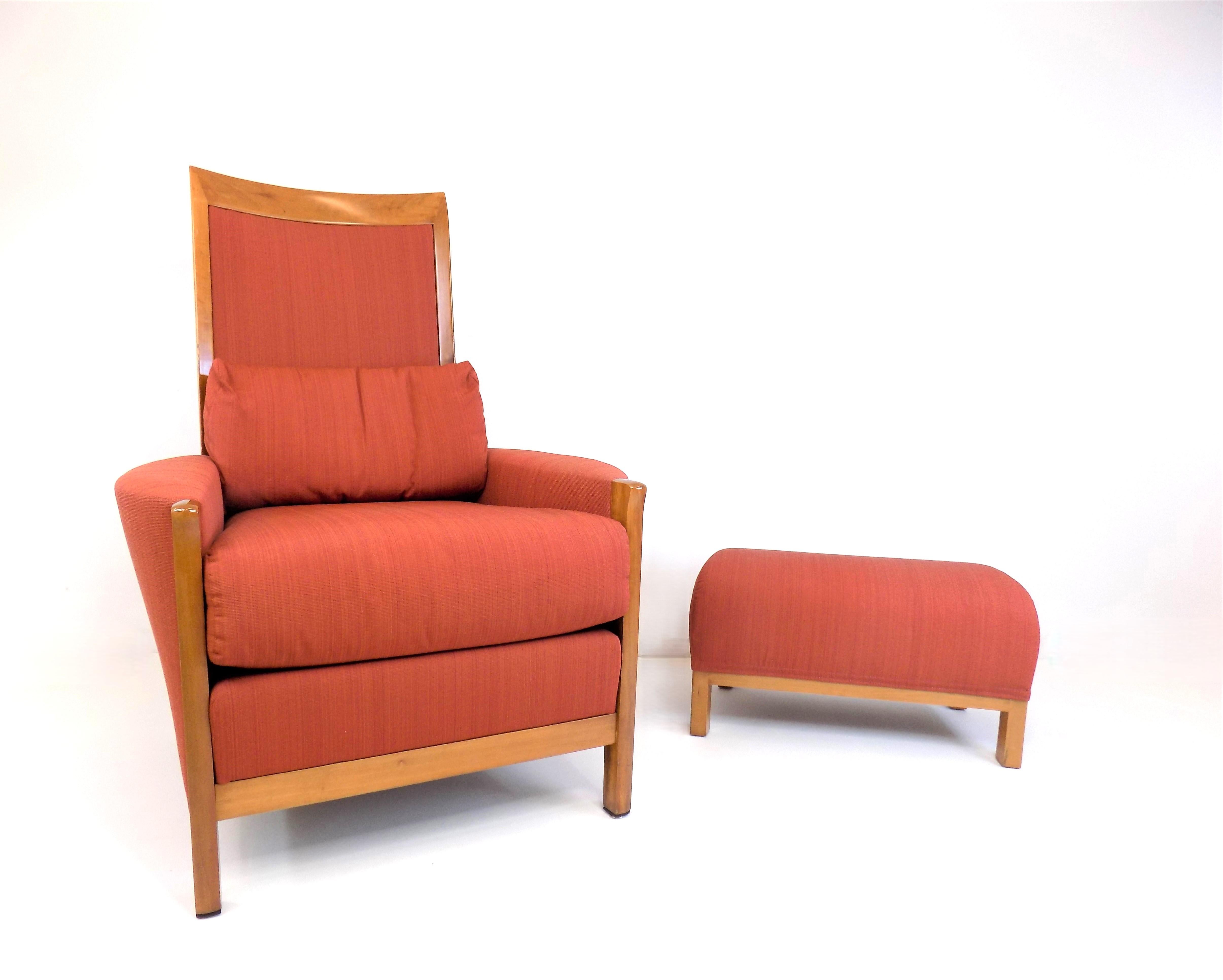Giorgetti New Gallery Art Deco armchair with ottoman by Umberto Asnago 2