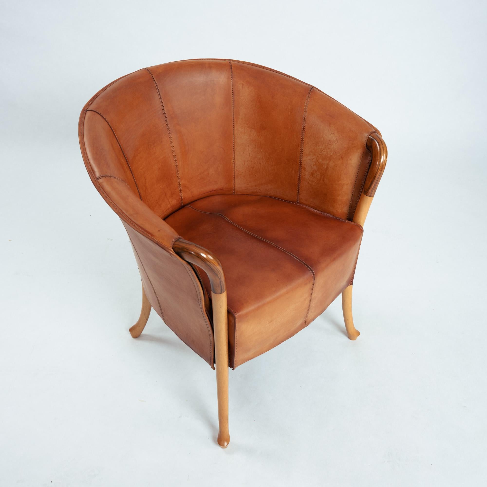 Giorgetti Progetti 63230 Sattellederstühle aus Buche, 2er-Set, Italien 1980er im Angebot 10