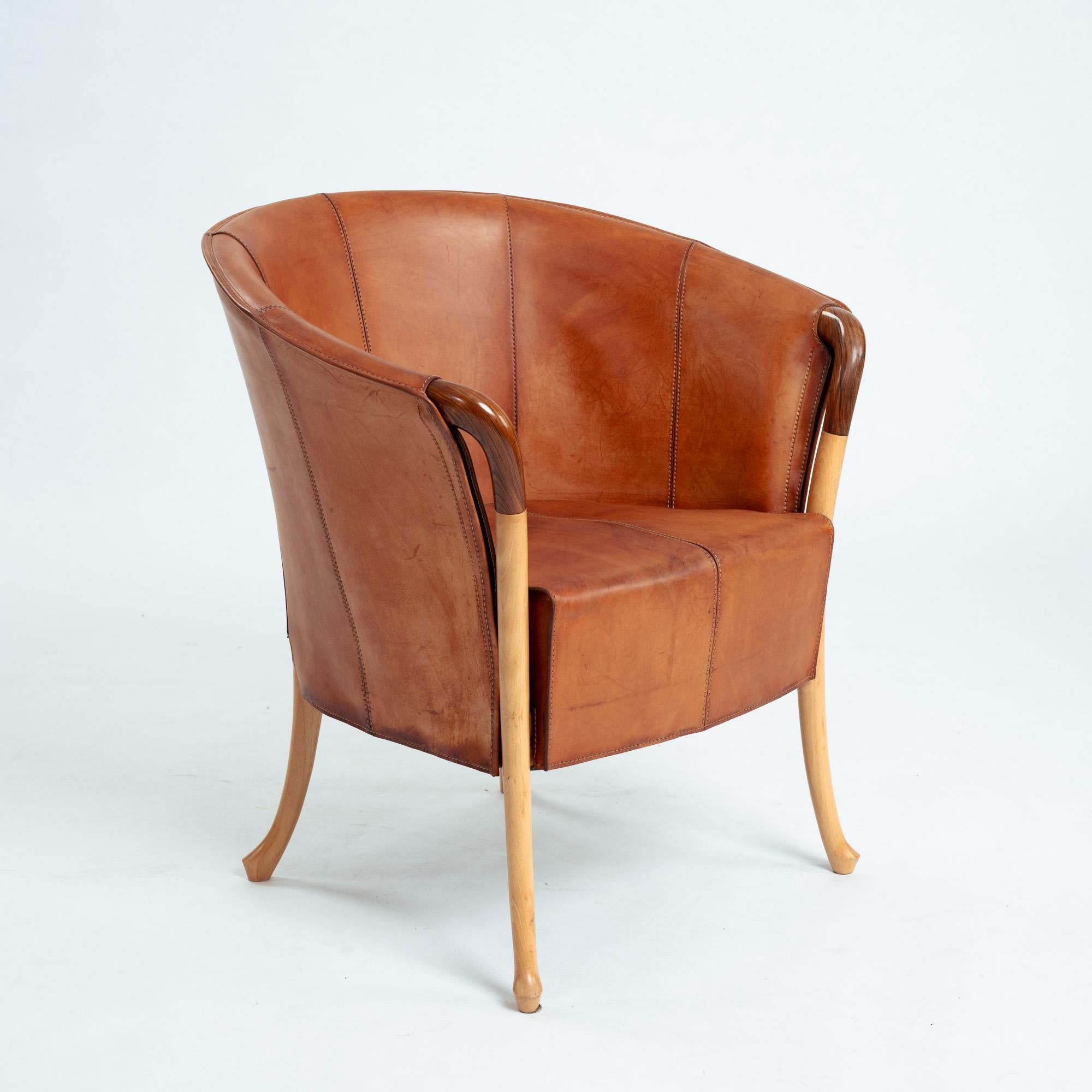 Giorgetti Progetti 63230 Sattellederstühle aus Buche, 2er-Set, Italien 1980er (Italienisch) im Angebot