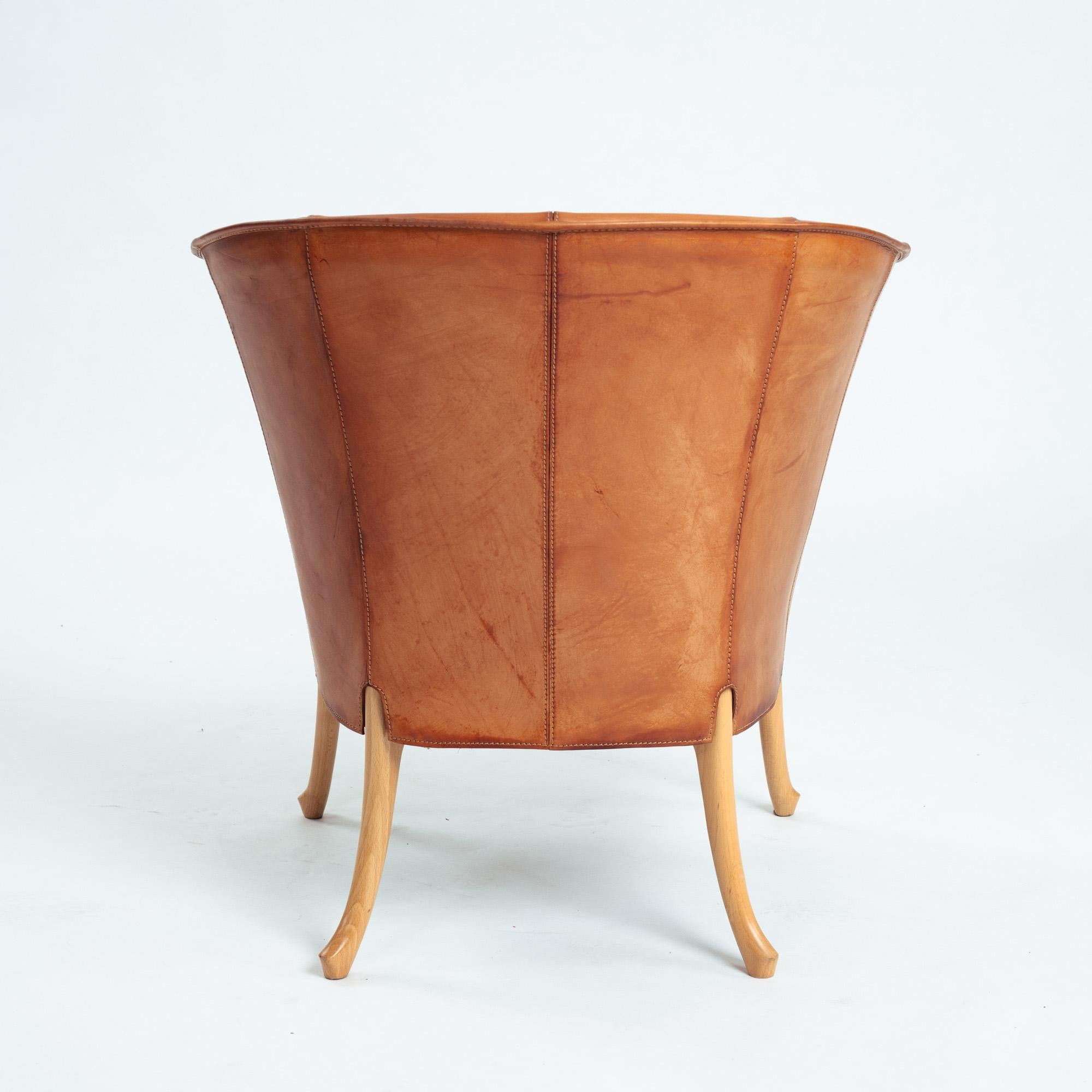Giorgetti Progetti 63230 Sattellederstühle aus Buche, 2er-Set, Italien 1980er (Leder) im Angebot