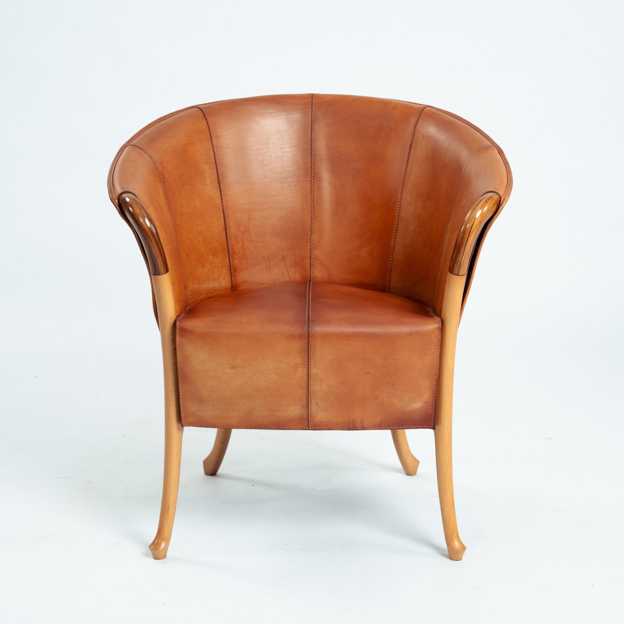 Giorgetti Progetti 63230 Sattellederstühle aus Buche, 2er-Set, Italien 1980er im Angebot 1