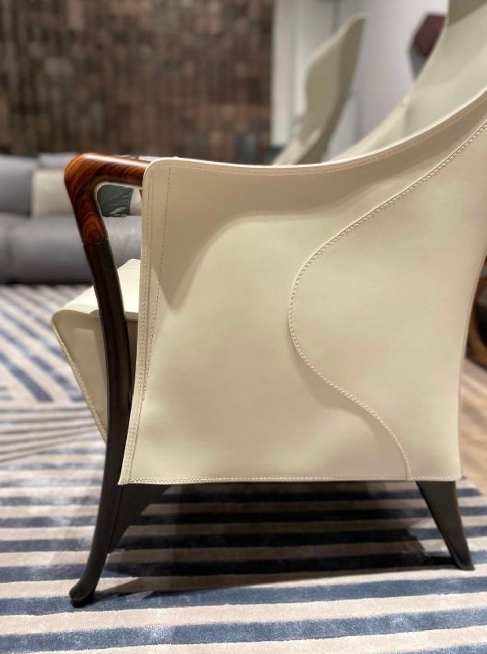 Giorgetti Progetti Highback Leather Armchair Designed by Centro Ricerche Set of  In Excellent Condition For Sale In Boston, MA