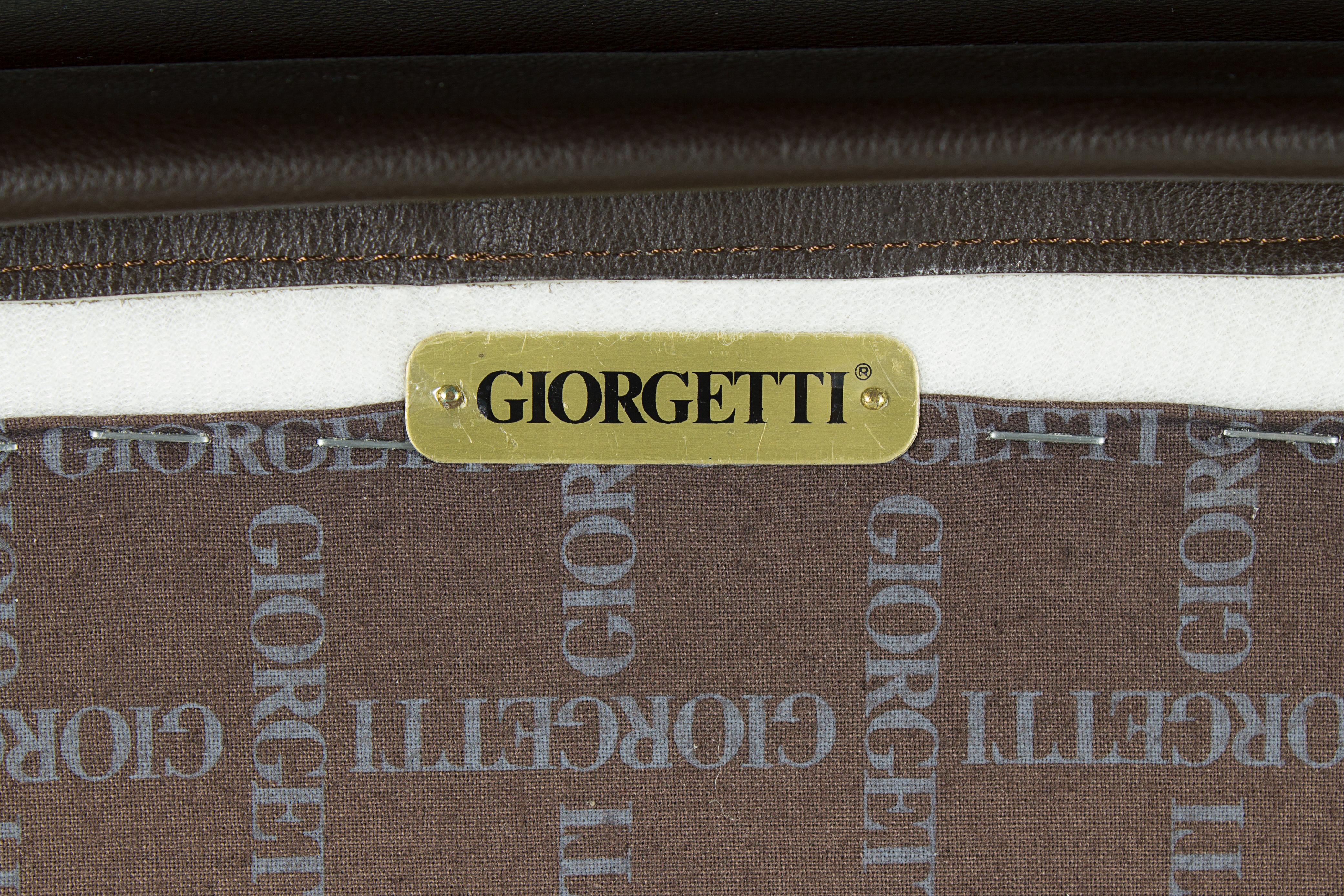 Giorgetti Progetti Series 'Peggy' Lounge Chairs in Chocolate Brown Leather For Sale 3