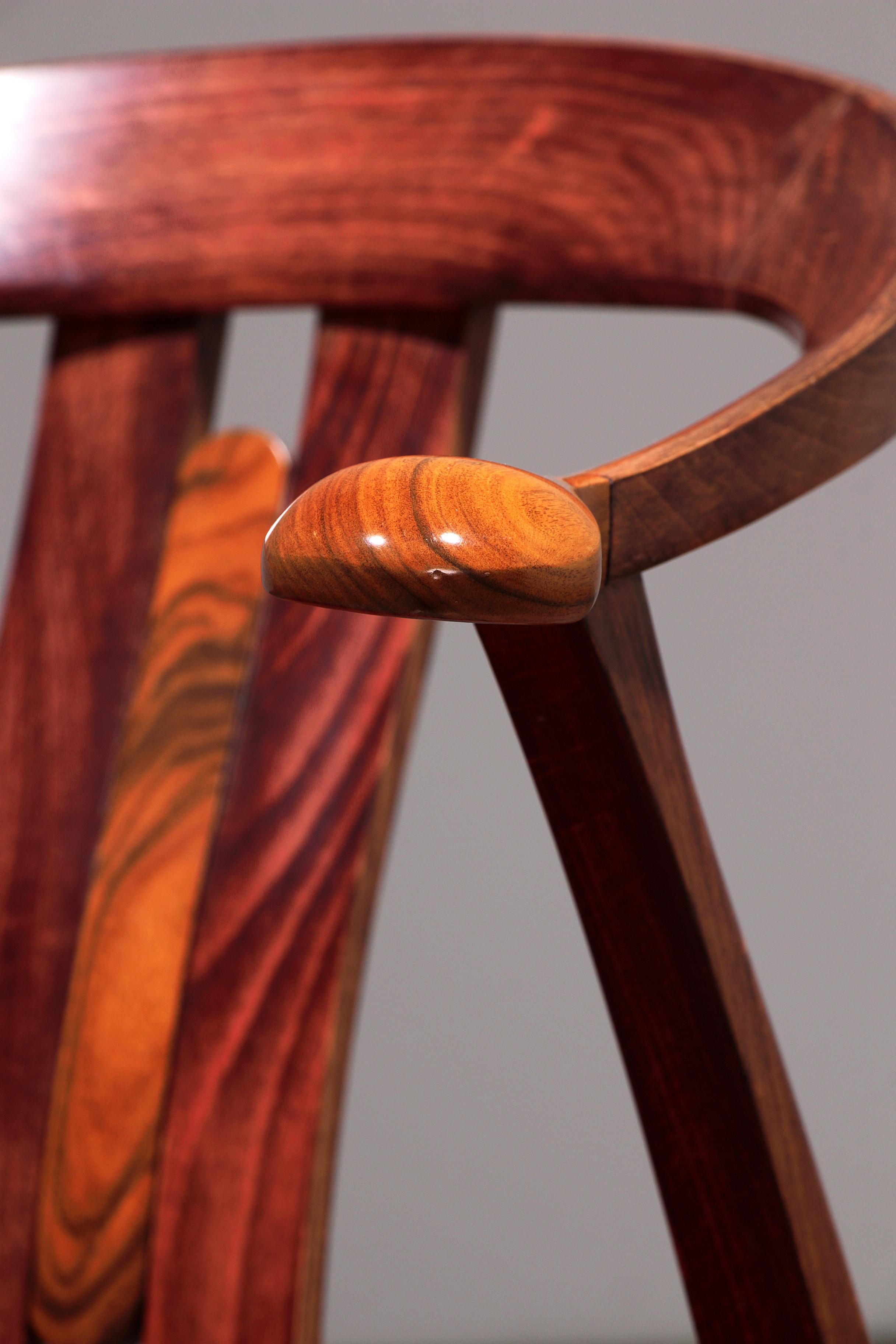 Giorgetti Progetti Wooden Office Chair with Red Leather Seat 4