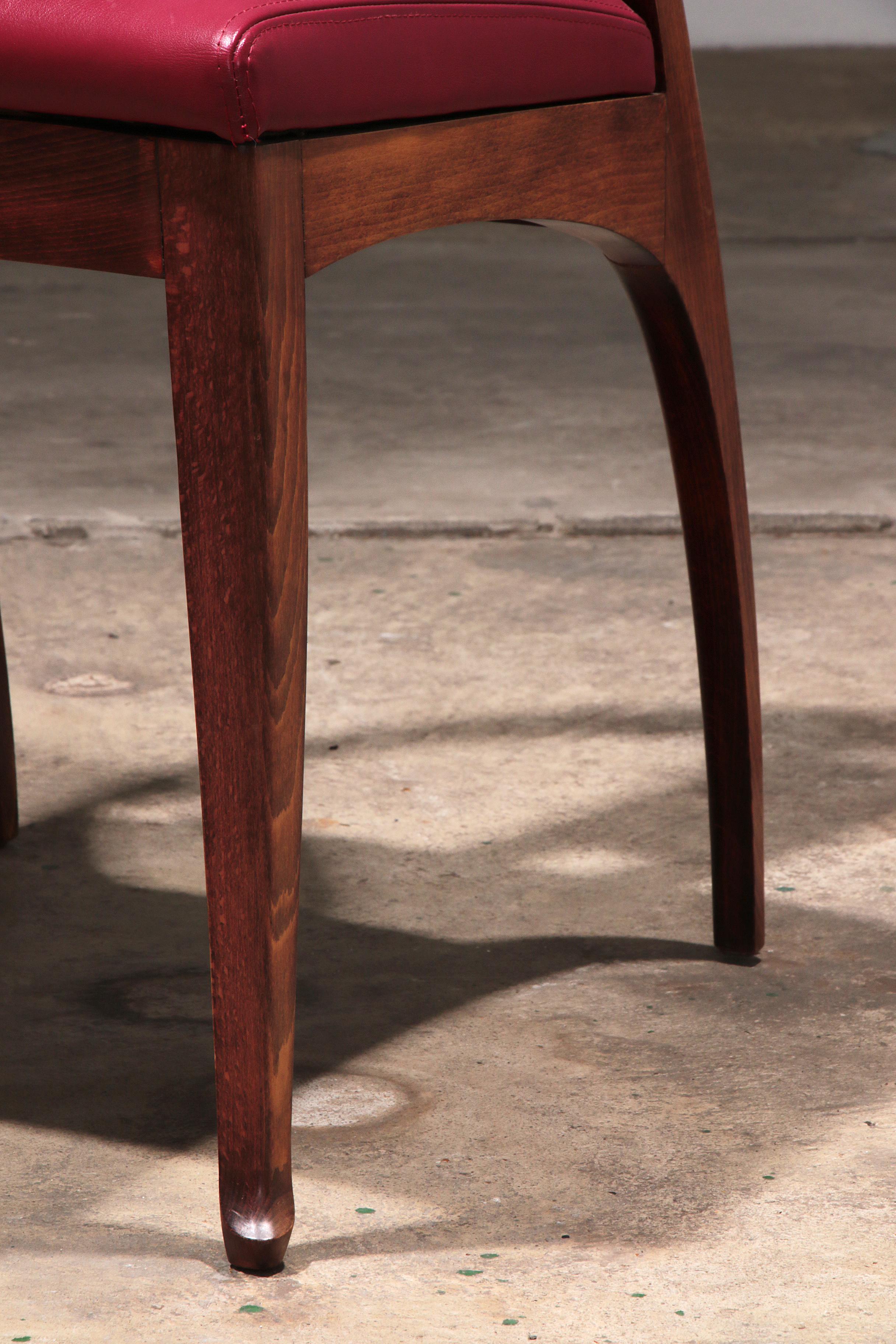 Giorgetti Progetti Wooden Office Chair with Red Leather Seat 3