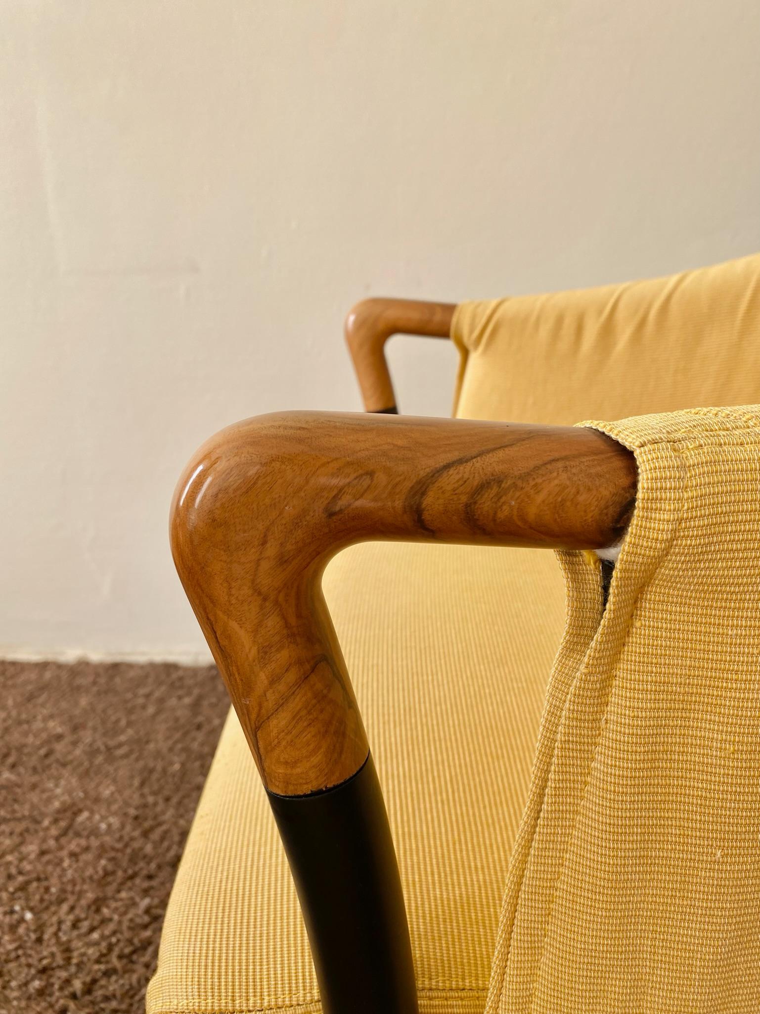 Fabric Giorgetti Progetti Yellow Wing chair, Highback Chair. For Sale