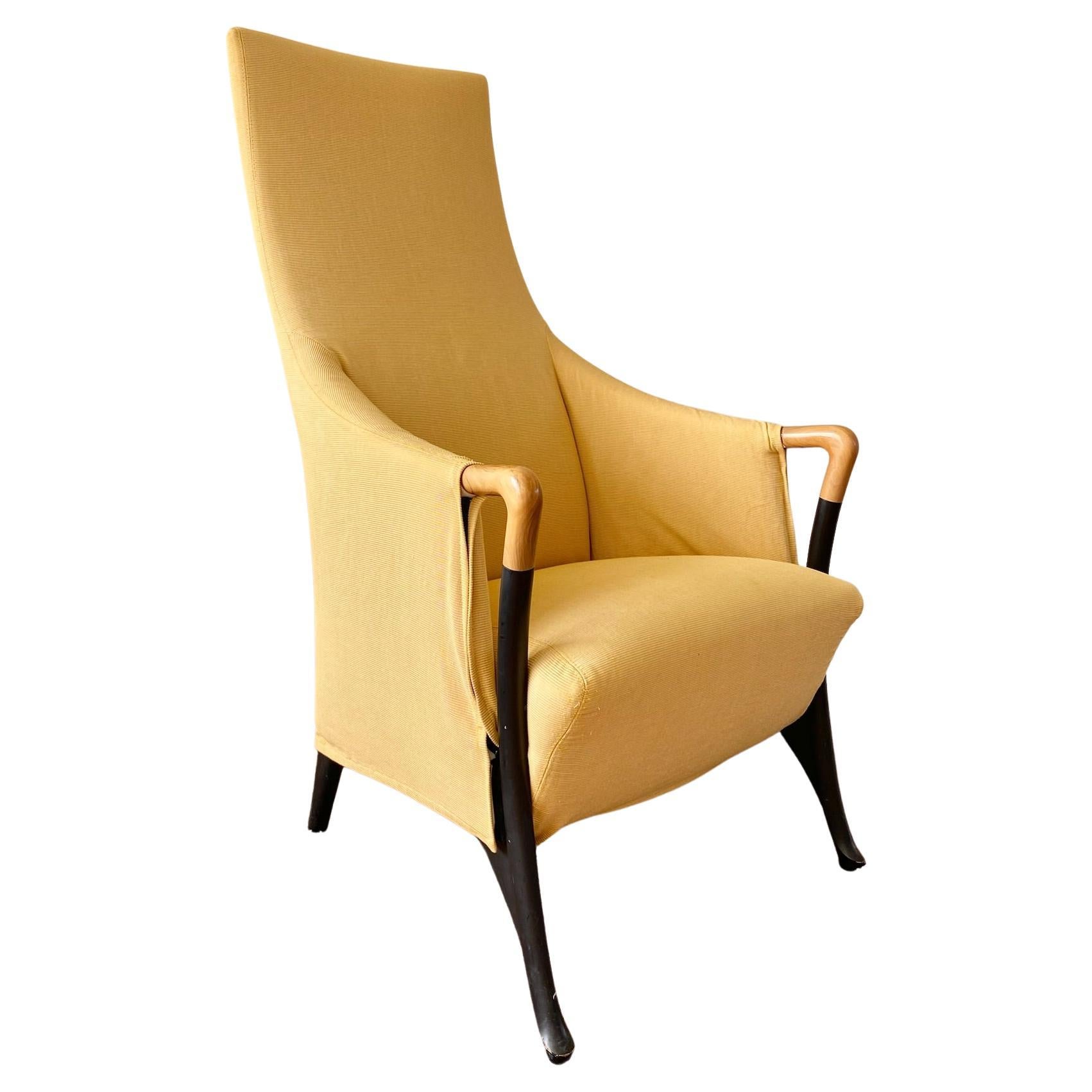 Giorgetti Progetti Yellow Wing chair, Highback Chair. For Sale