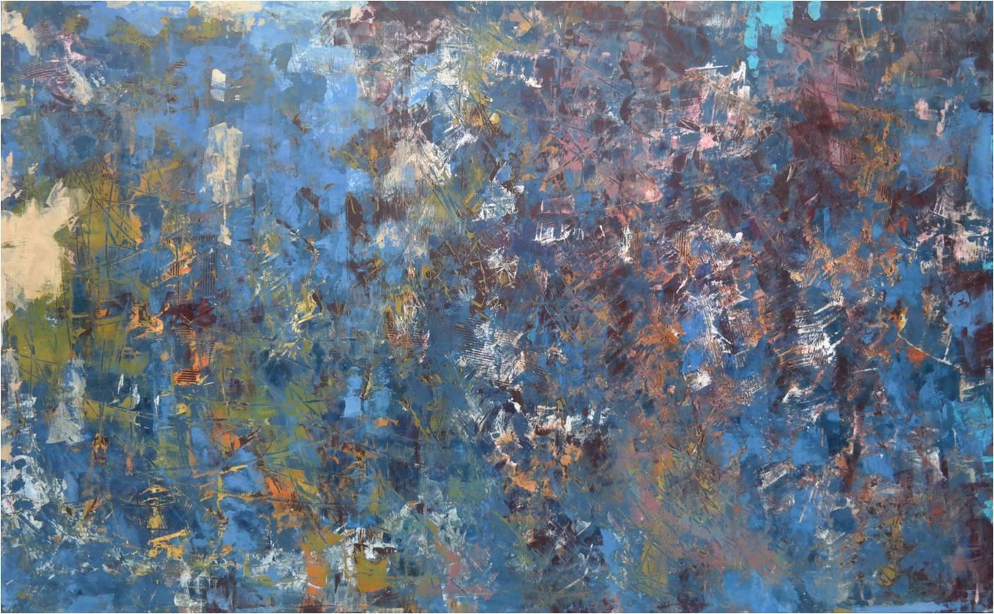 GIORGI VEPKHVADZE Abstract Painting - "Composition N 29". Oil on canvas. 28 X 48 inch.