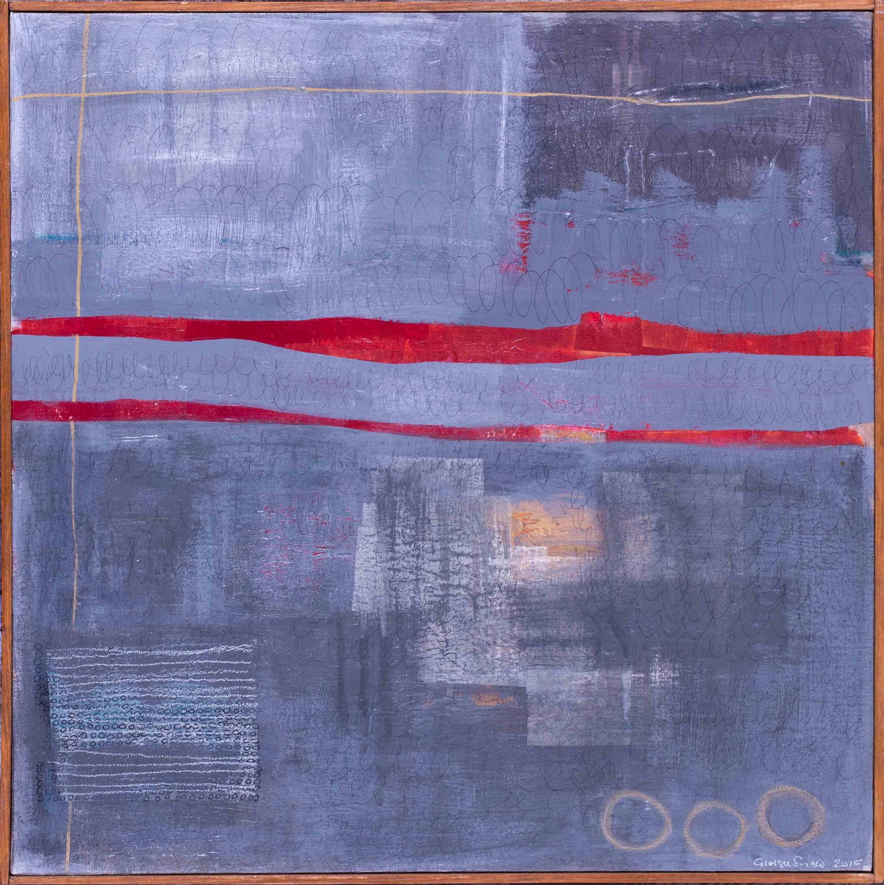 Contemporary American artist Giorgia Siriaco 'Red lines', acrylic on canvas For Sale 1